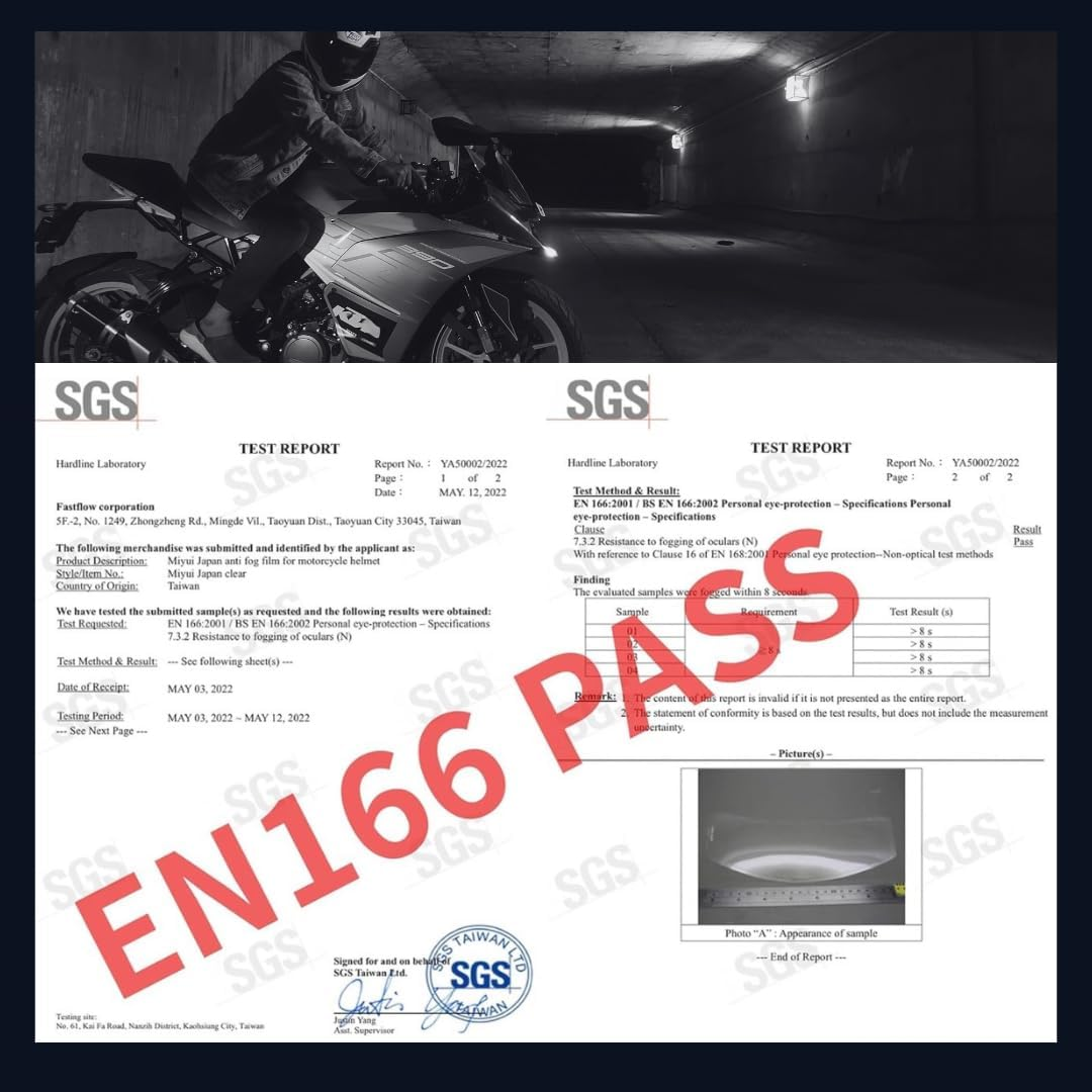 MIYUI JAPAN Universal Motorcycle Helmet Shield Anti-Fog Film Yellow Night Vision Visor Lens Insert Fog Proof 9.7 Cm X 25.5 Cm image number 4