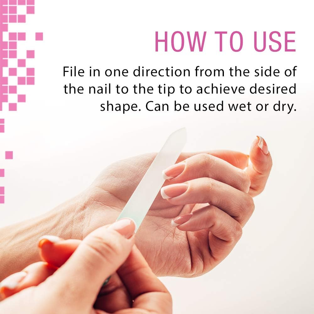 Nail Tek Crystal File - Glass Nail File with Case, Durable & Gentle for Natural Nails, Travel-Friendly Design, Fuchsia, Mini 3" image number 3