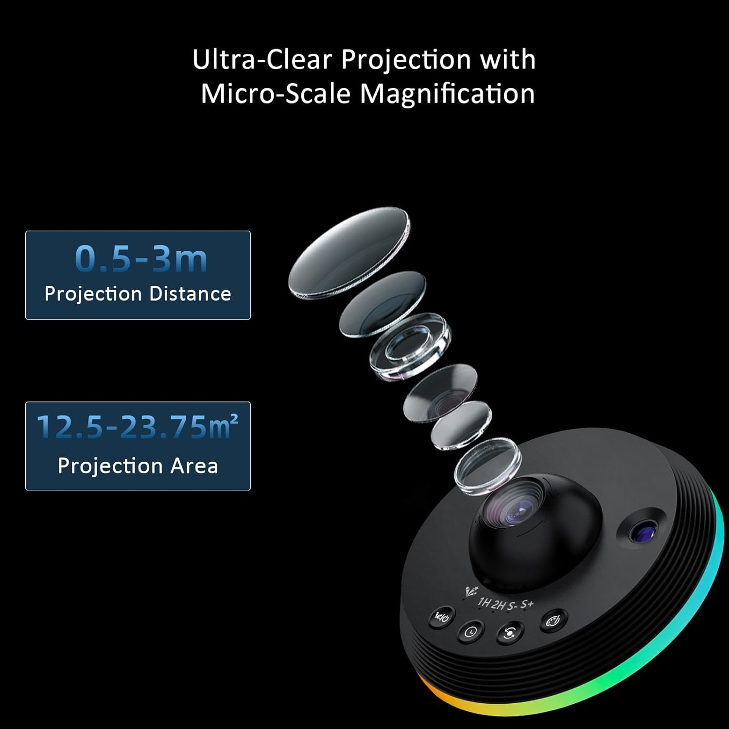 Ainael Galaxy Projector, Star Projector, Planetarium, Night Light, Ceiling, Space, Starry Sky, Projector with Strip Light, Meteor and Galaxy, Projector for Kids, Bedroom (Black)