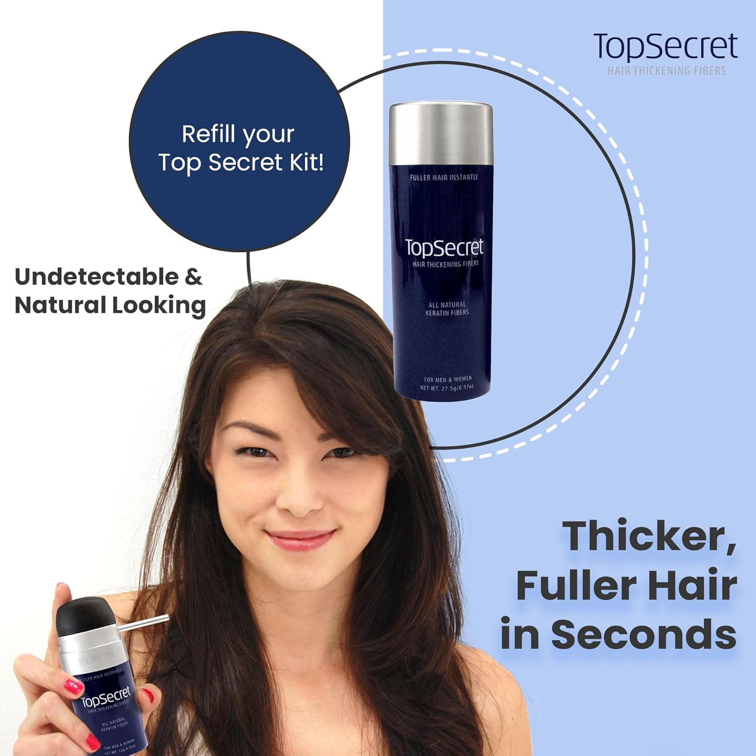 Top Secret Hair Thickening Fibers -Regular Size Refill (.42 OZ.) White image number 3