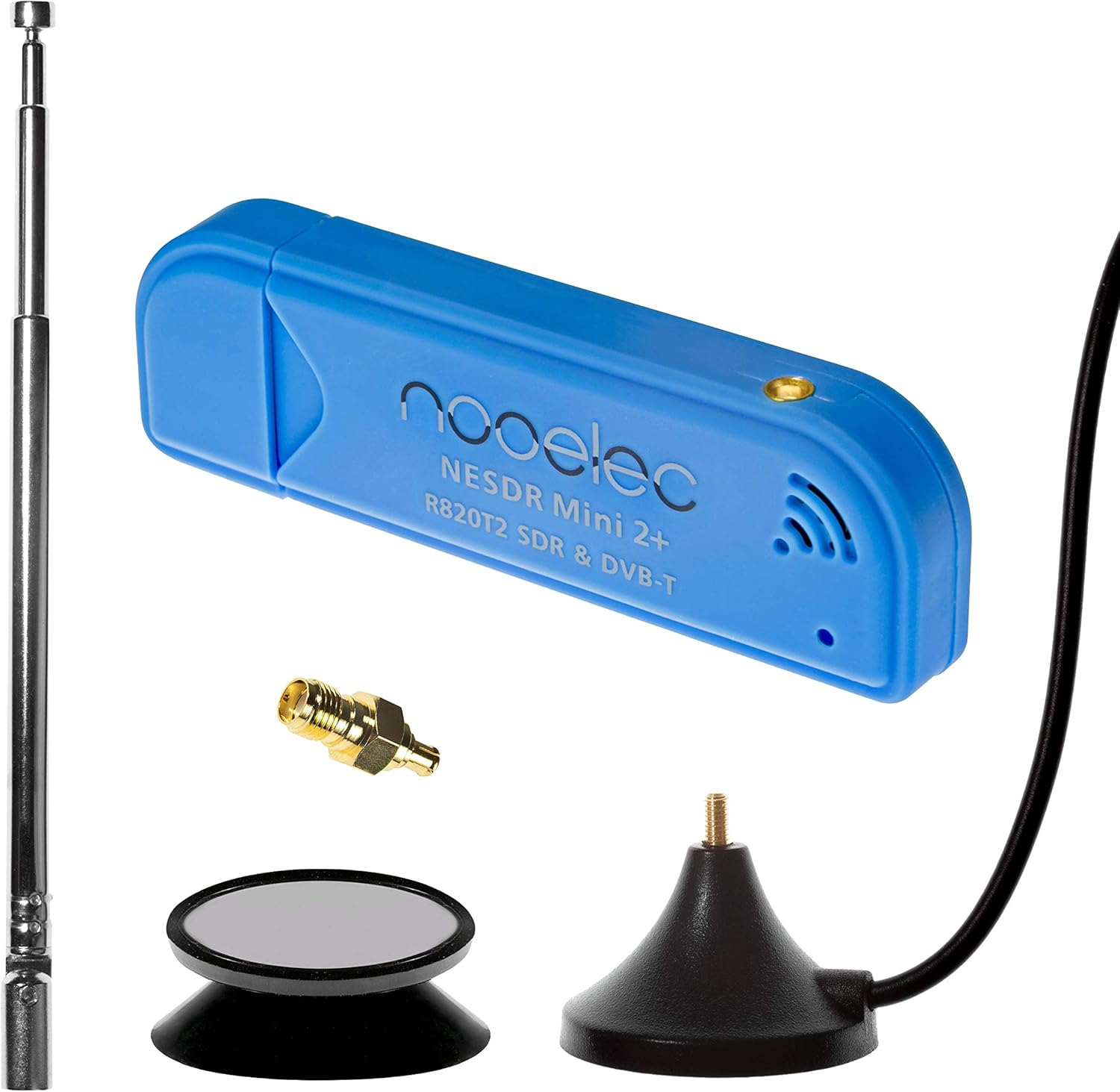 Nooelec NESDR Mini 2+ 0.5PPM TCXO RTL-SDR & ADS-B USB Receiver Set W/Antenna, Mount & Female SMA Adapter. RTL2832U & R820T2 Tuner. Low-Cost Software Defined Radio for Windows, Mac OS & Linux image number 5