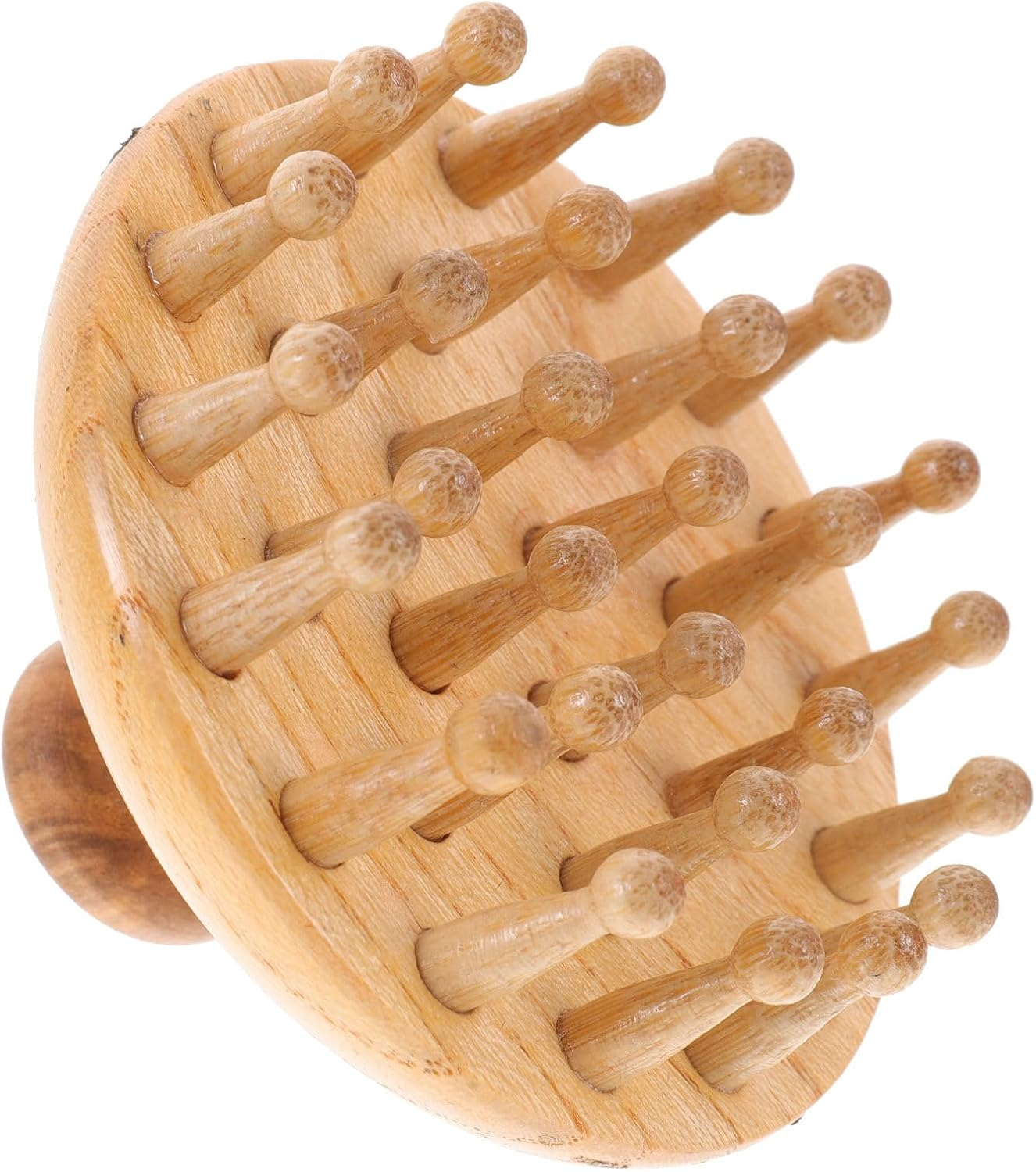 POPETPOP Bamboo Hair Growth Brush, Natural Wood Head, Mini Massager, Bamboo Bristle, Hair Brush, Anti-Static image number 3