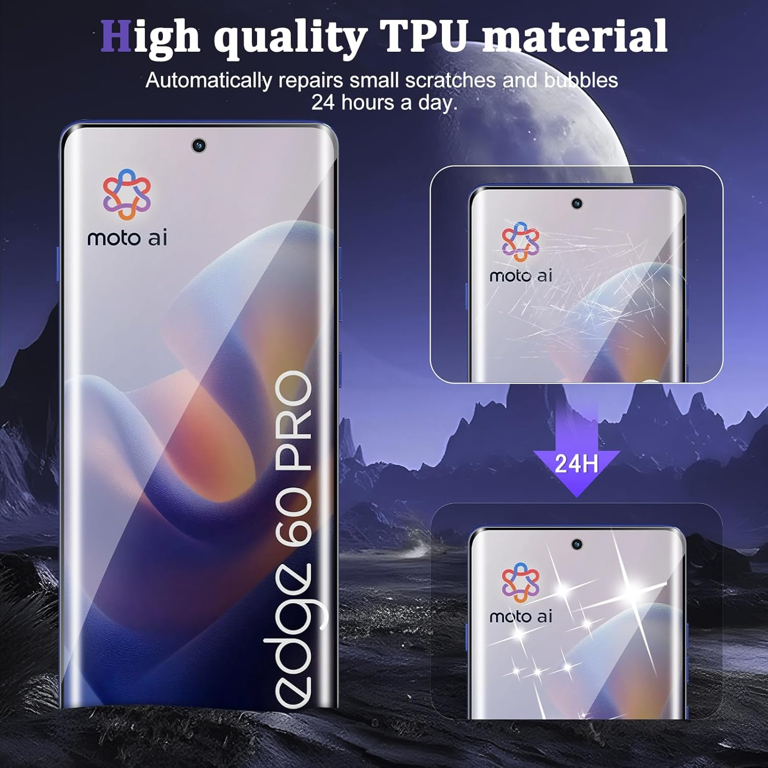 Heeyeal Pack of 2 Privacy Screen Protectors Compatible with Motorola Edge 60 Pro 5G, TPU Privacy Screen Protector, with Installation Tool, Scratch-Resistant Privacy Film for Motorola Edge 60 Pro 5G image number 3