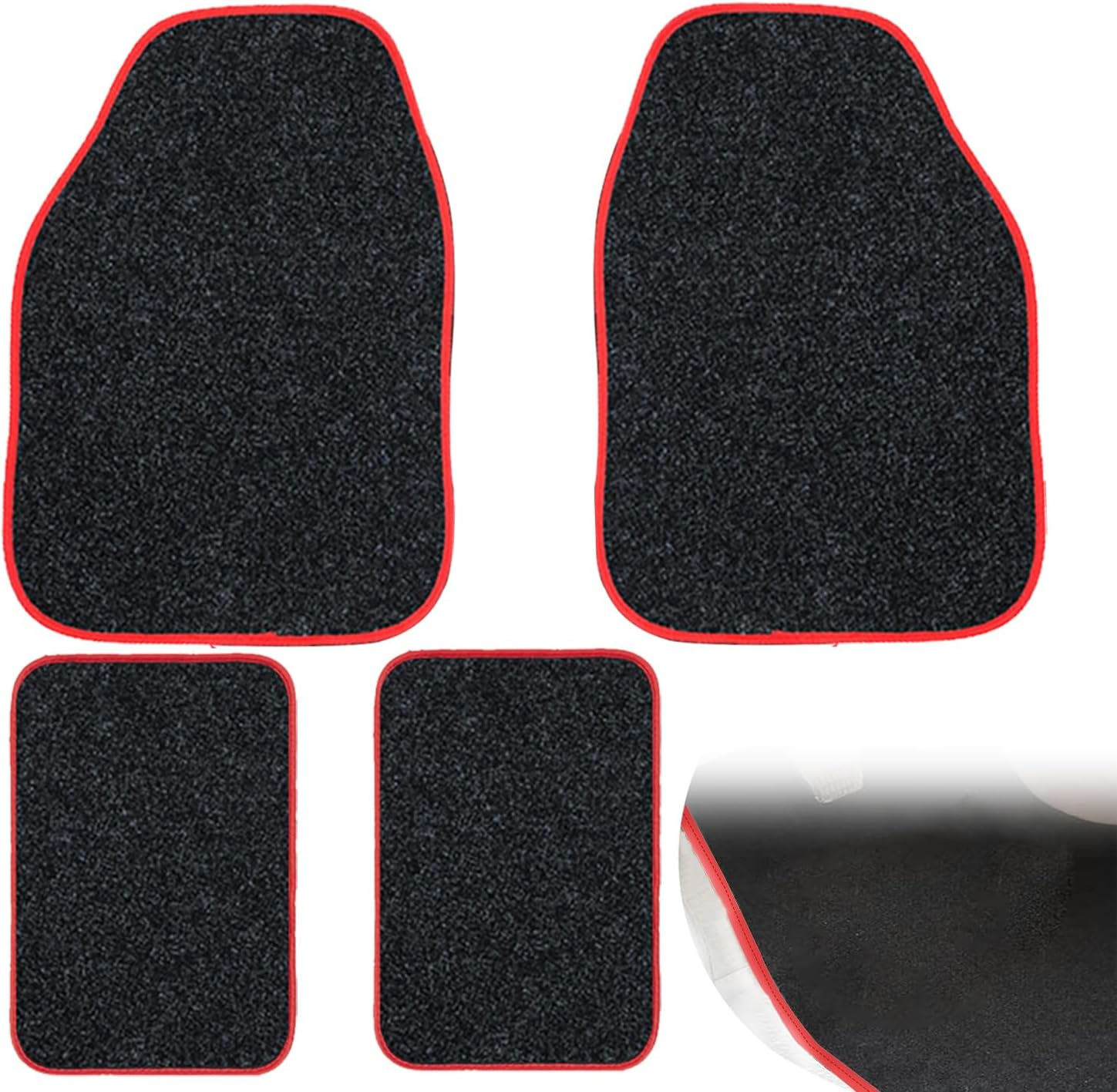 4Pcs All Weather Carpet Vehicle Floor Mats Carpet Floor Mats for Cars Universal Fit Automotive Floor Mats All Purpose Car Floor Mats Carpet Protector Mat for Most Sedan SUV Truck Floor Mats (Black)