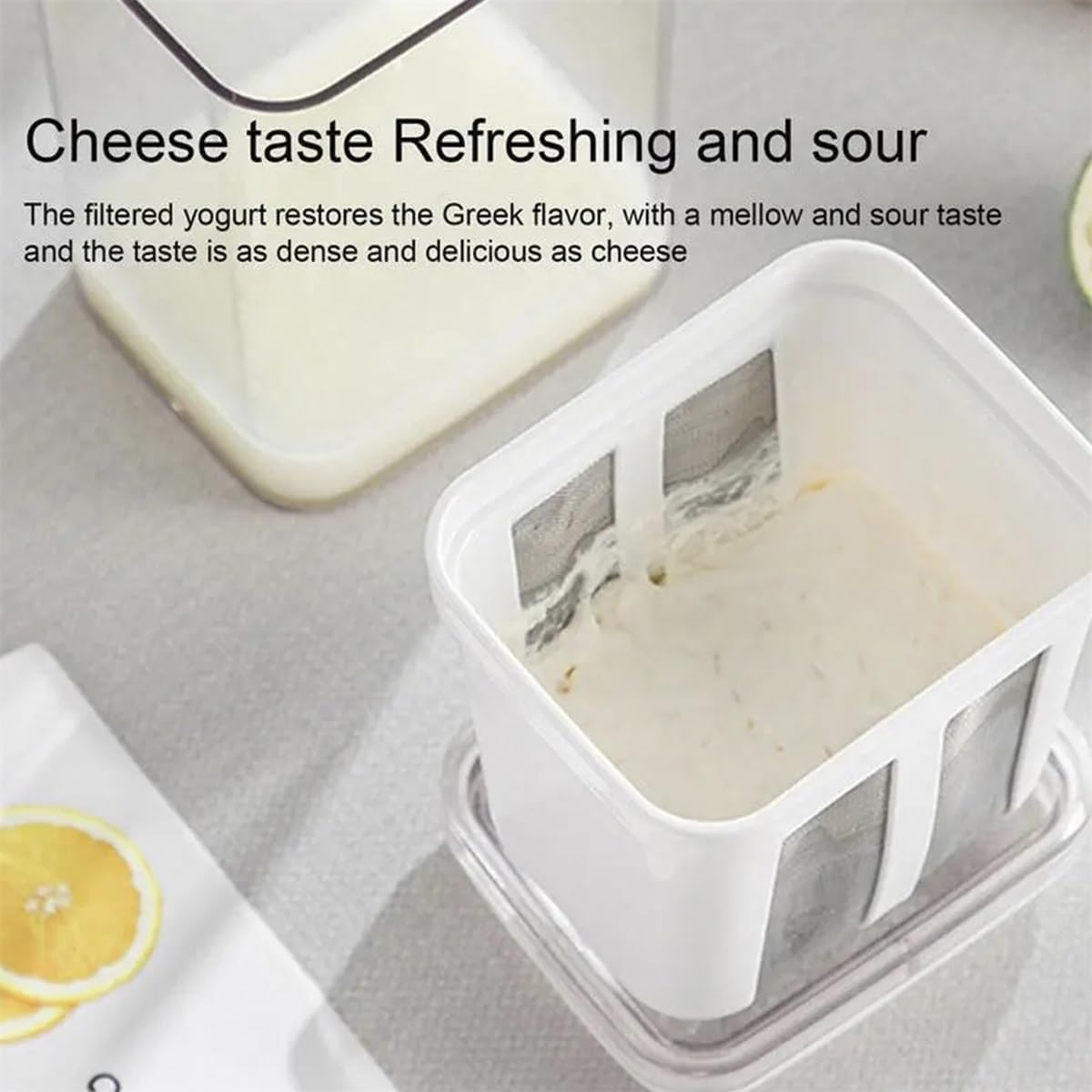 Yogurt Filter,Greek Yogurt Strainer,Fine Mesh Yogurt Filter with Clear Lid,1.1L Cheese Strainer,Cheese Yogurt Whey Separator for Making Thick Greek Yogurt,Household Kitchen Tools (A) image number 3