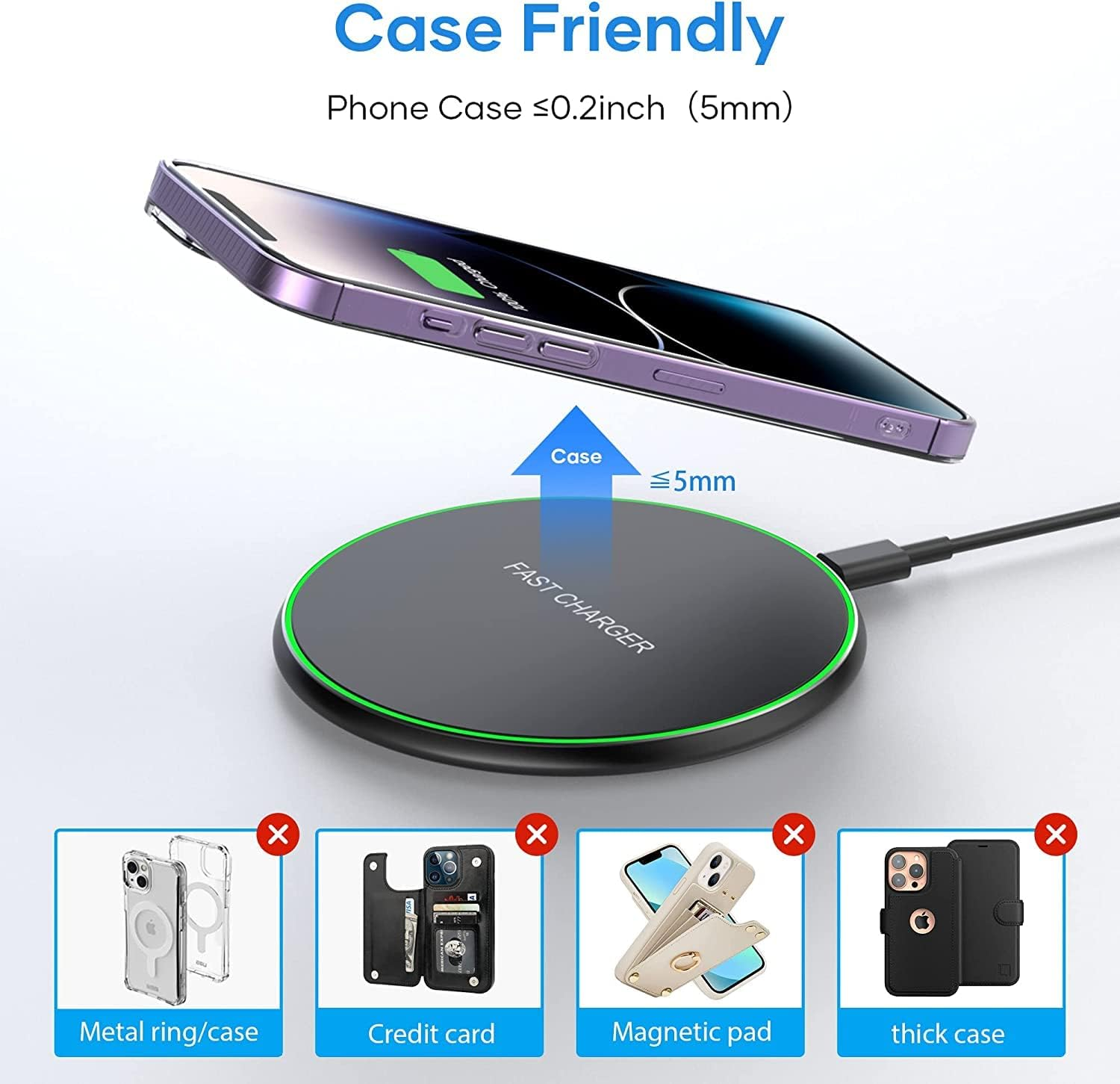 POWERIVER Wireless Fast Charger, Qi Induction Charger Compatible with Iphone 14/15/13/12/11/ Pro/Xs Max/Xr/Xs/X, Airpods 2/3/Pro, Samsung Galaxy S23/S22/S21/S10/S9/S8/Note 20/10 image number 3