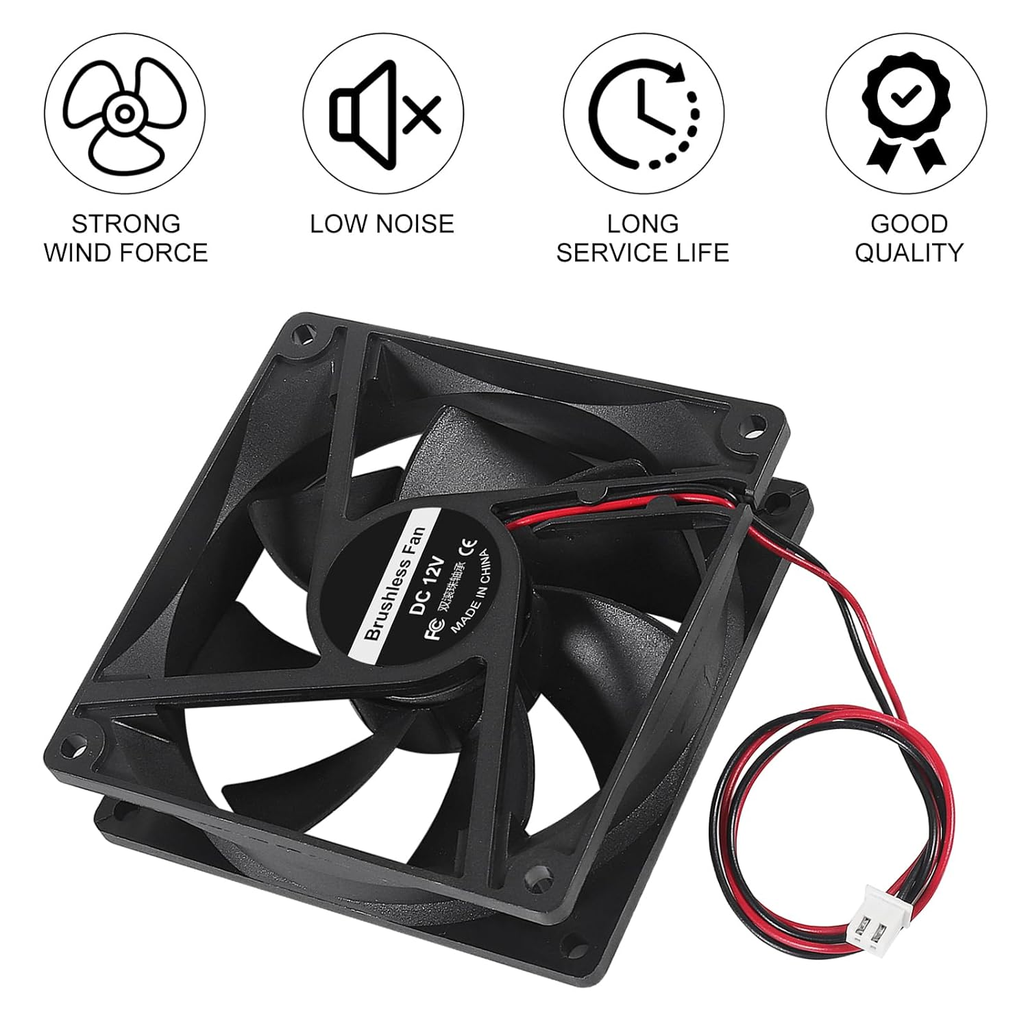 92Mm X 92Mm X 25Mm Cooling Fan with Dual Ball Bearings 3.6 Inch 12V DC 3500 RPM - Ideal for DIY Cooling, 3D Printer, CNC, Robotics image number 5