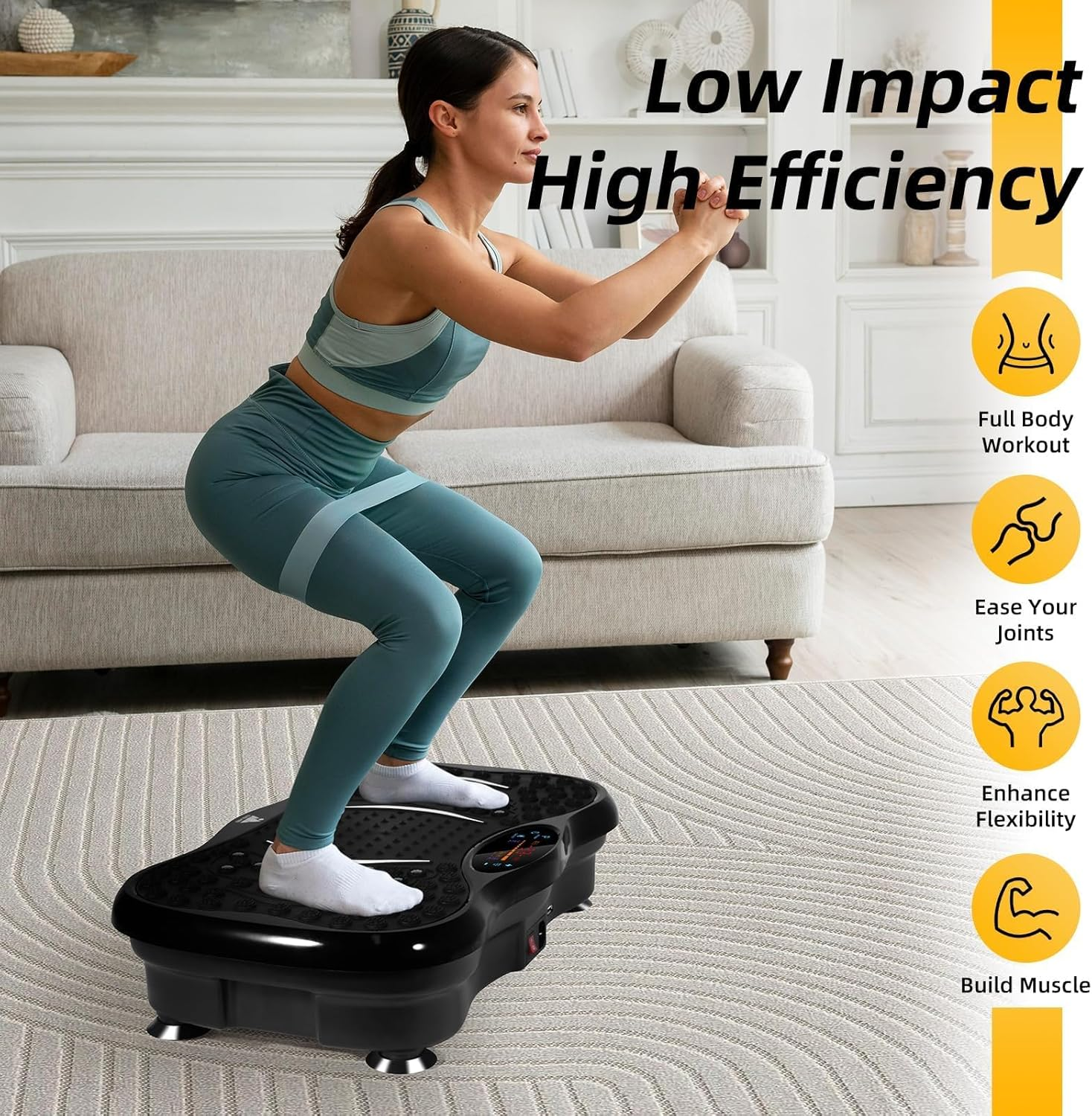 Vibration Plates, Vibration Fitness Exercise Machine for Home Use, with Bluetooth Speaker, 5 Program Modes, 2 Resistance Bands, Vibration Fitness Trainer, 330Lb Max Load image number 2