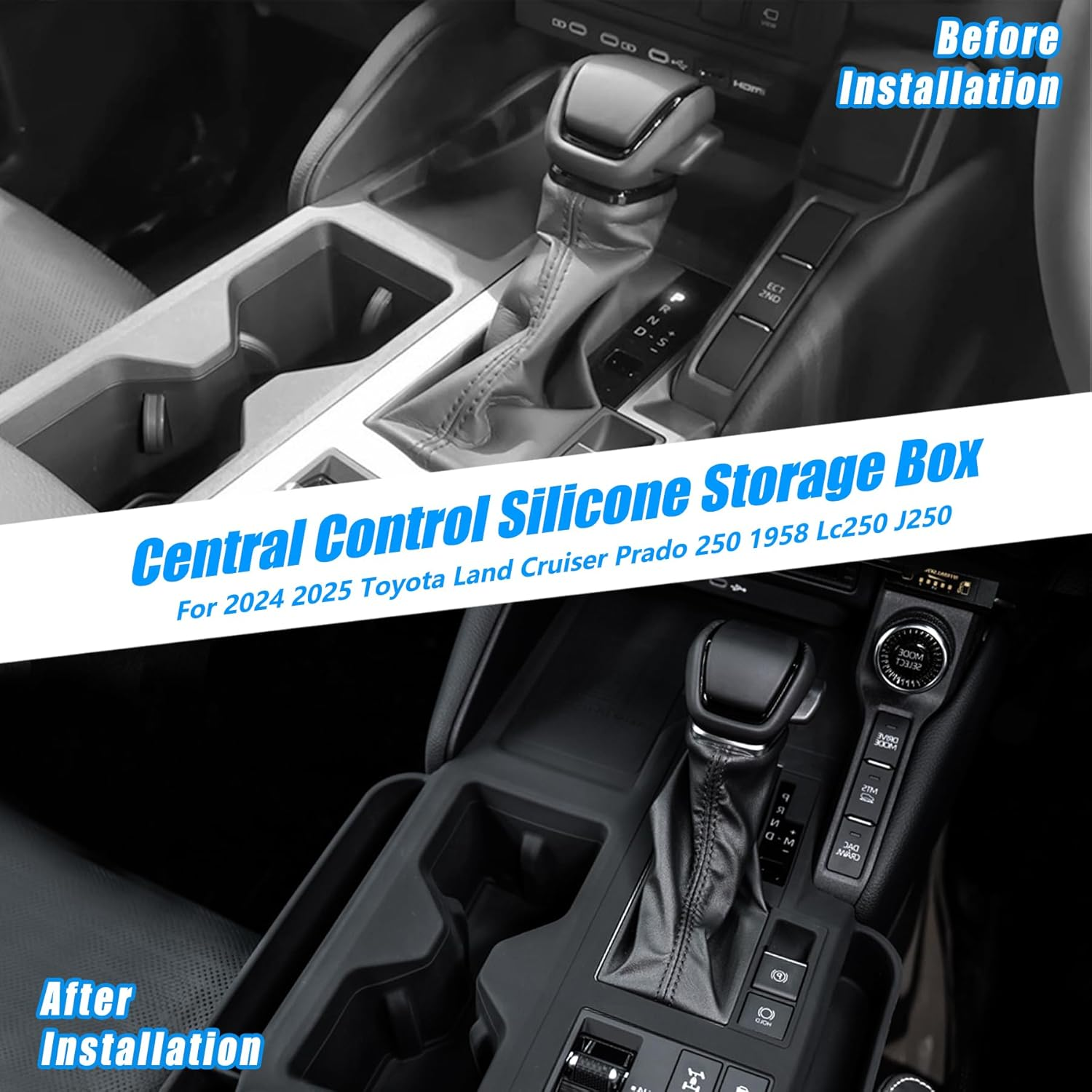 Console Silicone Storage Box Compatible with Toyota Land Cruiser 250 Prado J250 LC250 2024 2025 Accessories,Car Seat Gap Storage Box Wireless Charging Cup Holder Cover RHD image number 1