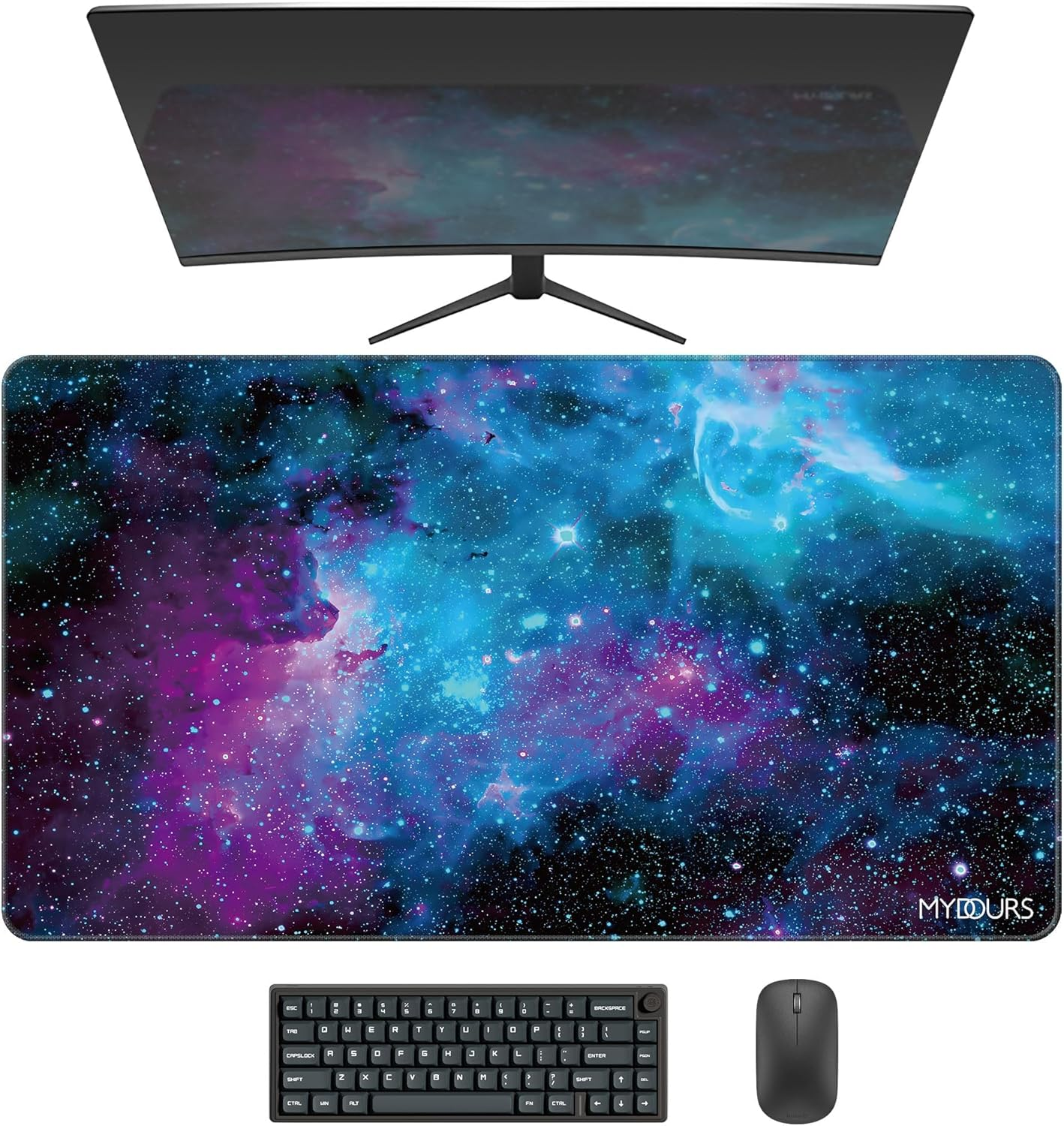 Mydours XXL Gaming Mouse Pad 120 X 40Cm, Extra Large Mouse Pad with Fabric & Non-Slip Rubber, Desk Pad for PC Gaming & Office Workspace, Desk Pad for Keyboard & Computer Accessories (Universe)
