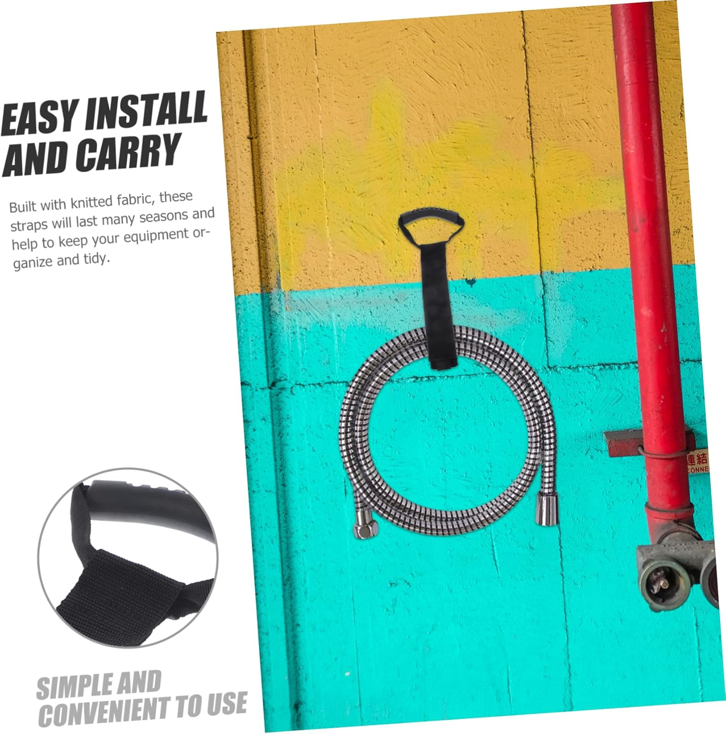 2Pcs Adjustable Tote Straps Hook and Loop Pasted Water Straps for Gardening Hose Plant Watering Carrying Supplies image number 4