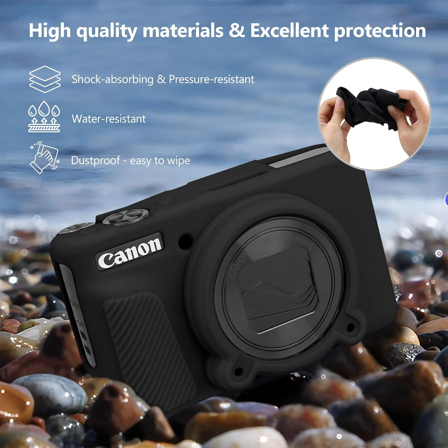 Supmay Case for SX740 SX730 Camera, SX740 SX730 HS Camera Case Bundle, Include Hard Carrying Case*1+Soft Silicone Camera Case*1, Compatible with Canon Powershot SX740/ SX730 HS Digital Camera, Black - Pink image number 7