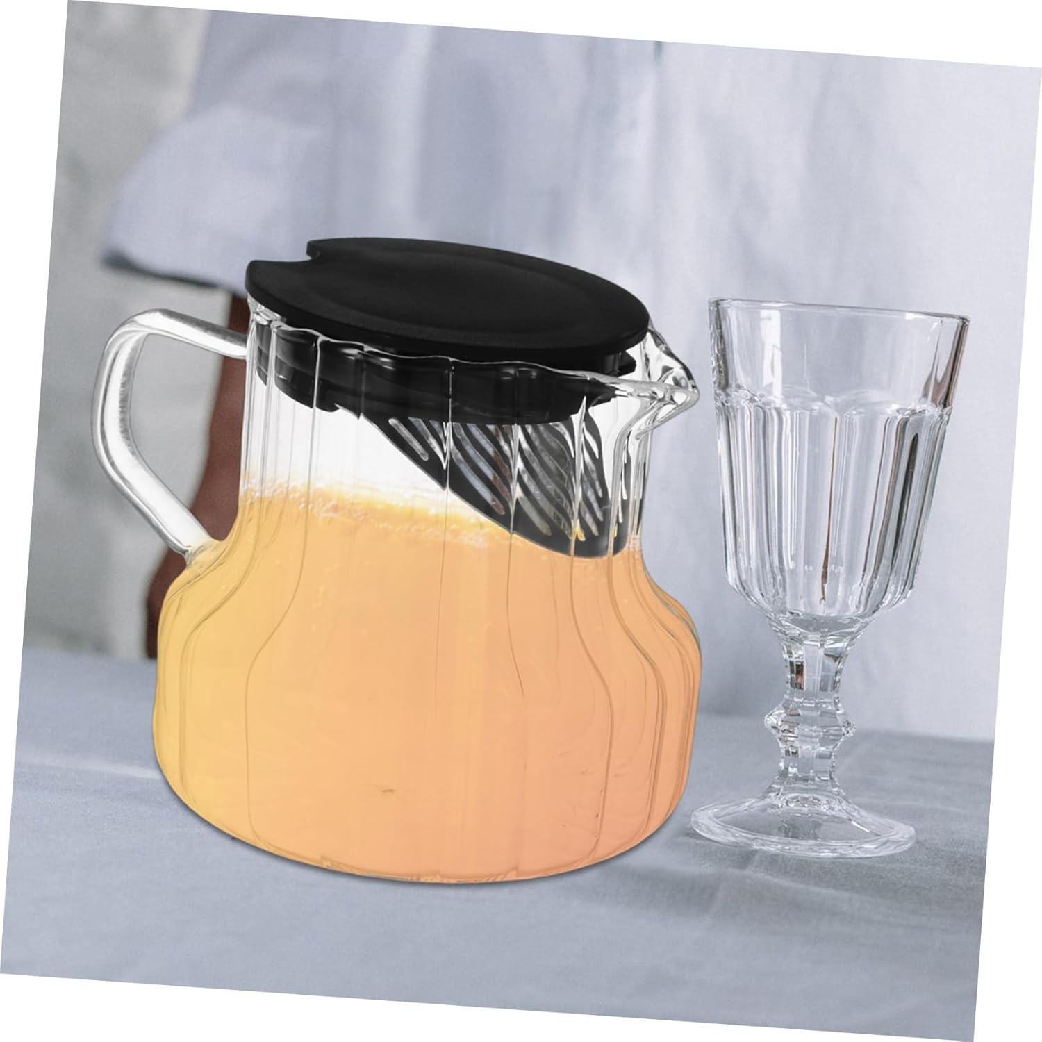 CHICAMPERA Hand Brewed Coffee Glass Pitcher Teapot Espresso Machine Pot Carafe Water Kettle Pot Maker Glass Tea Kettle Steeper Vertical Stripes for Daily Use Special Occasions