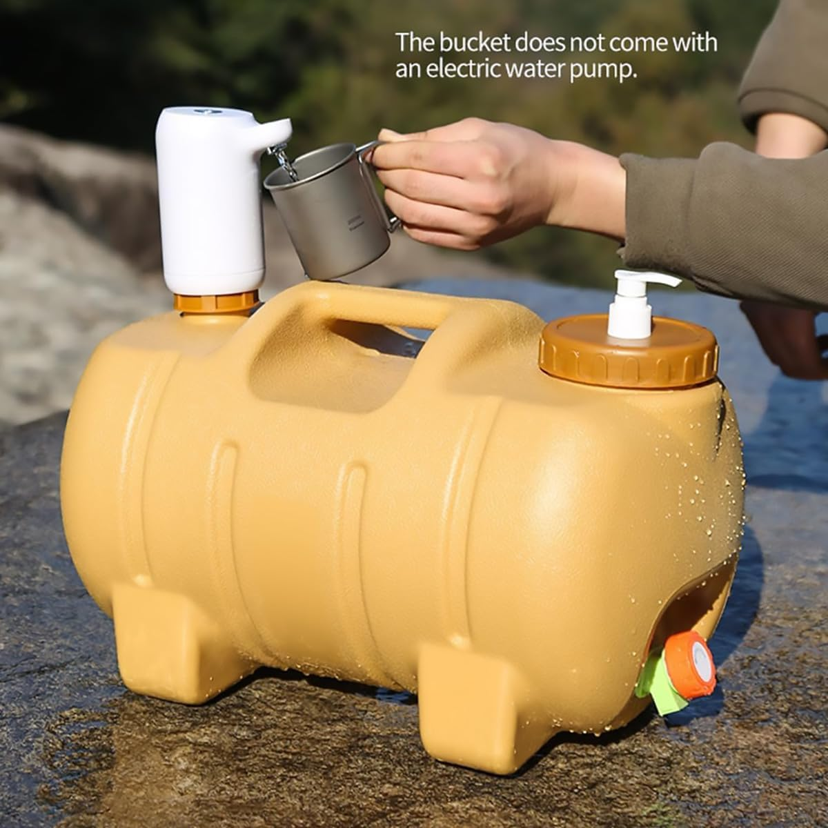 AIMALL 5.28 Gallon 20L Bpa-Free PE Water Storage Bucket with Cute Pig Design, Portable Outdoor Camping Square Drinking Container with Faucet and Cleaning Kit &ndash; Yellow image number 2