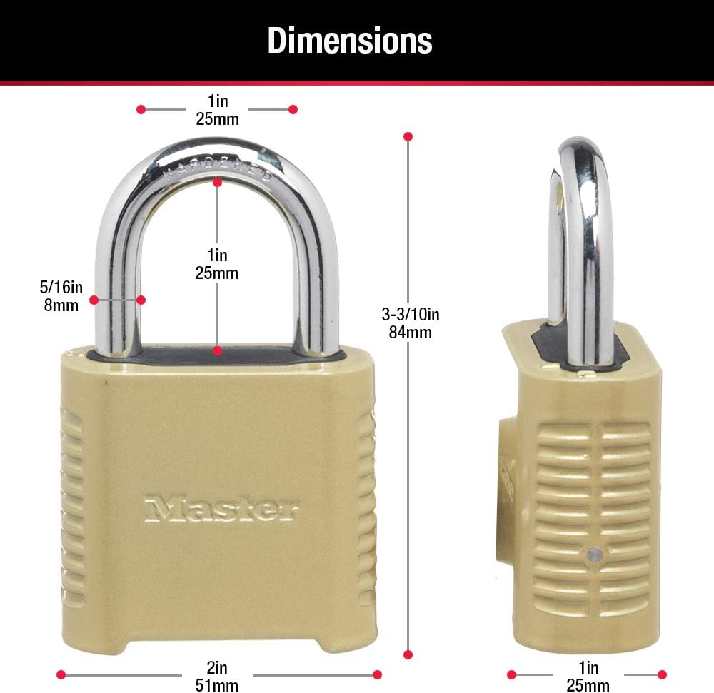Master Lock 875D Heavy Duty Outdoor Combination Lock, 2 In. Wide, Brass Finish image number 6
