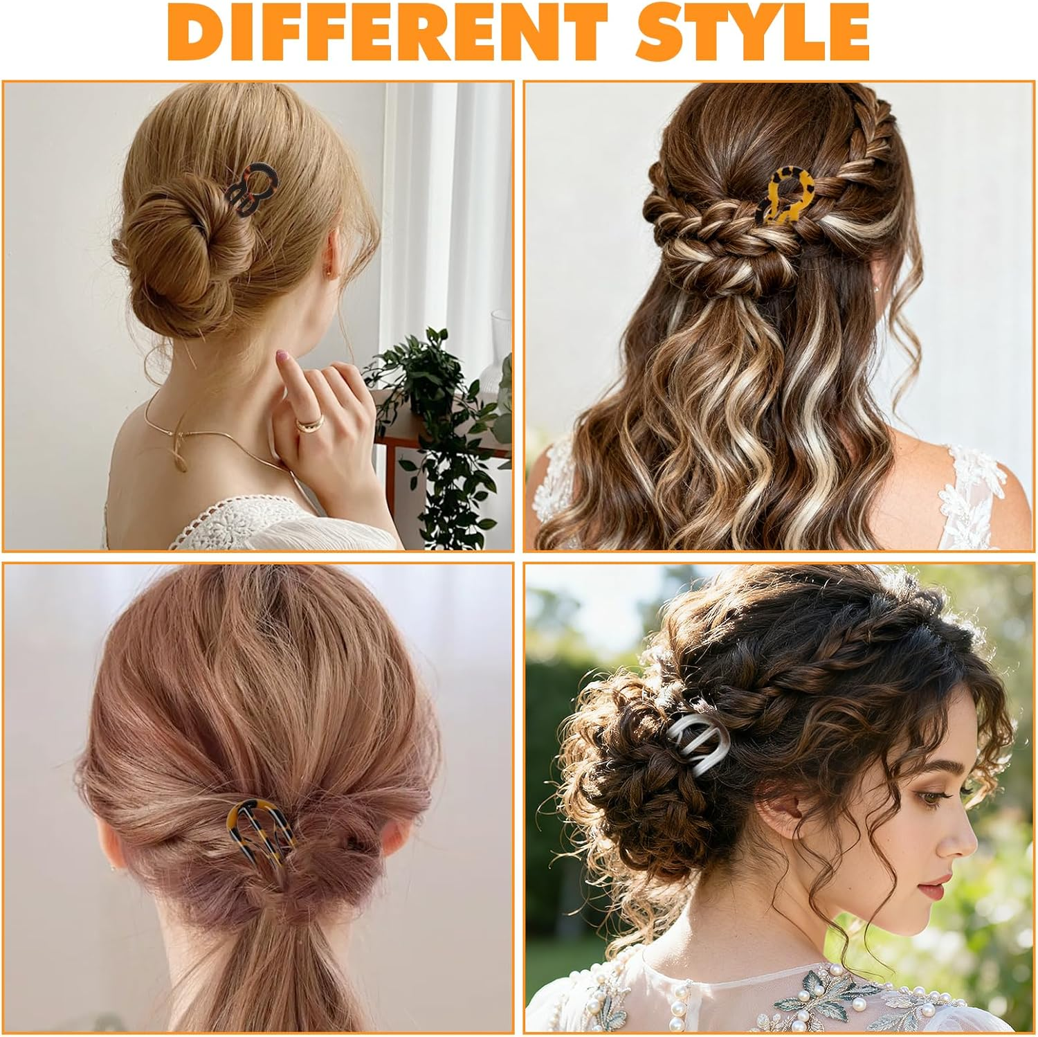 6PCS French Hair Pin for Women U-Shaped French Pin Flat Hair Styling Pins for Updos Chignons and French Twists Elegant Hair Clips for Women All Hair Types Accessories image number 2