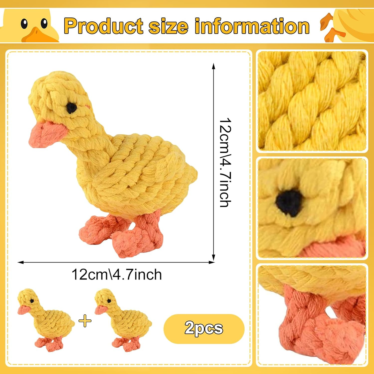 UOY Pet Chew Toy, Pack of 2 Dog Toy Rope Dog Chew Toy, Dog Teeth Cleaning Rope Toy, Dog Pets Chewing for Interactive Pet Play Training Toy image number 3