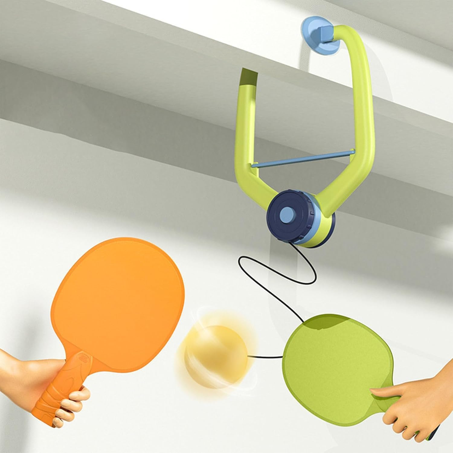 ZZUJIACUN Adjustable Door Table Tennis Game on the Door, Door Clogging Flat, Hanging Table Tennis Coach Set, Indoor Hanging Table Tennis Portable Racquet and Ball Exercisers image number 2