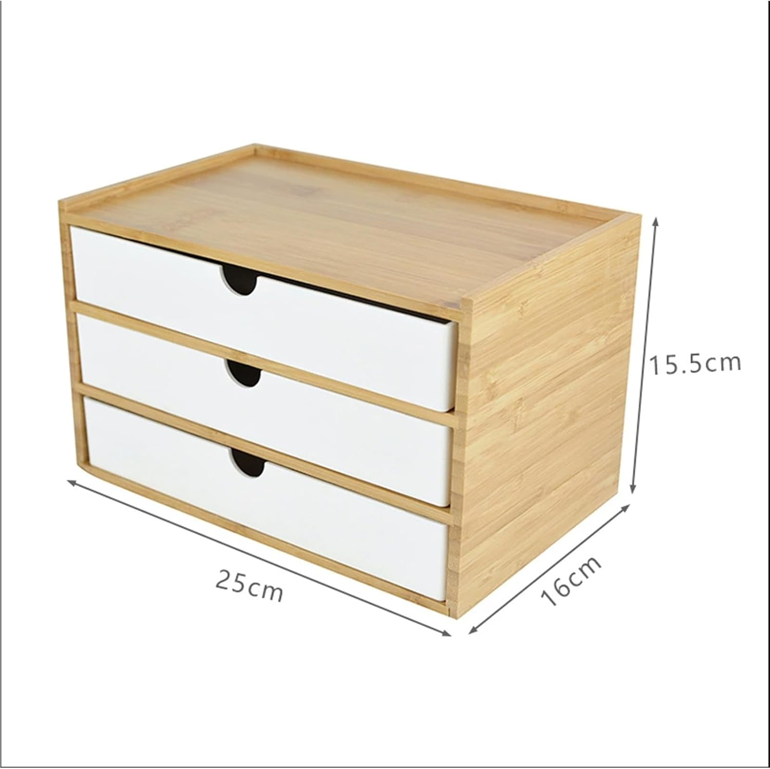 Office Desk Organizer with Drawers - Bamboo Desktop Organizer Storage,White Desk Drawers Organizer Desk Accessories No Assembly Required image number 1