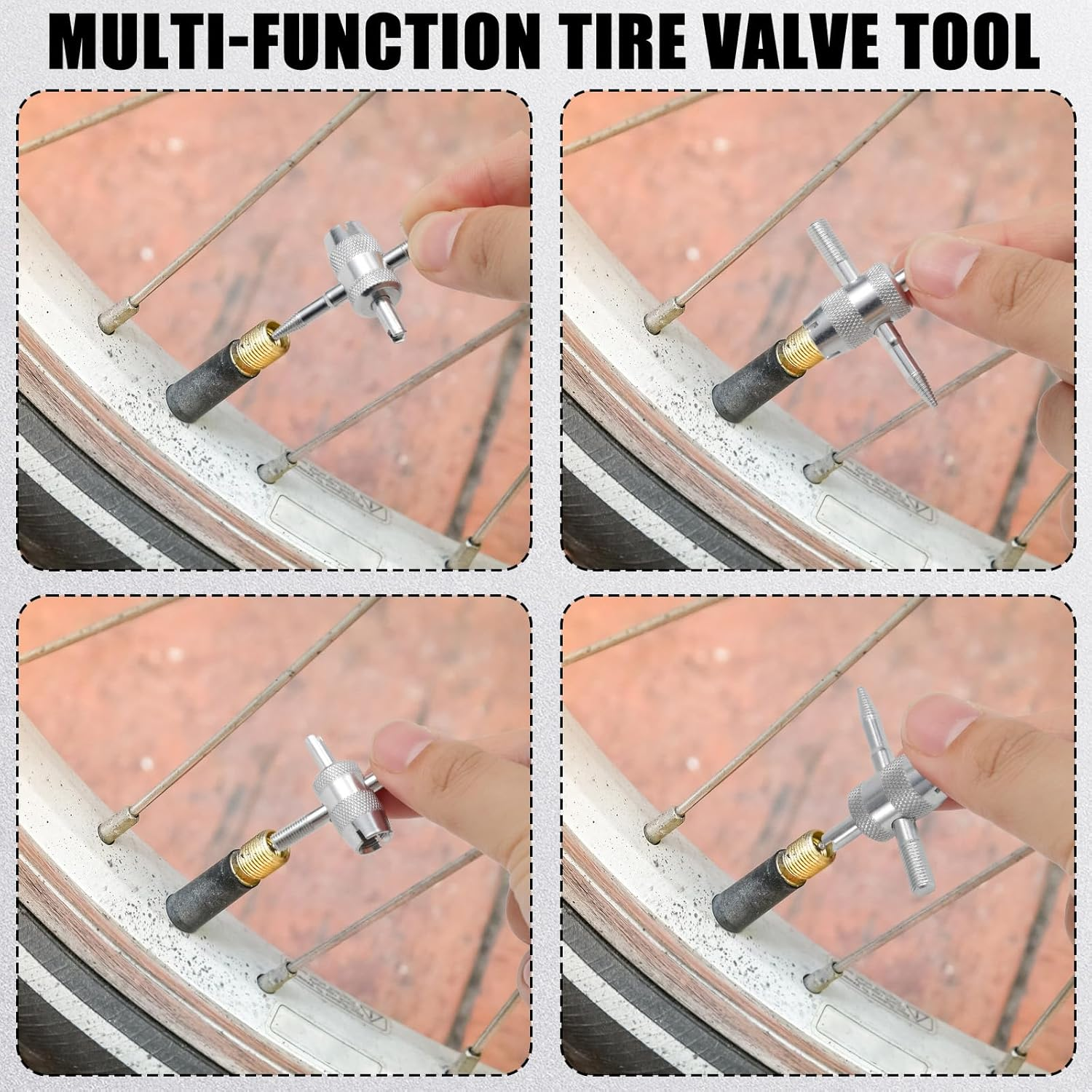 6Pcs Tire Valve Stem Core Remover Tool, 4-In-1 Multifunctional Tire Valve Core Repair Tool Remover for Bicycle Bike Automobile Car image number 6