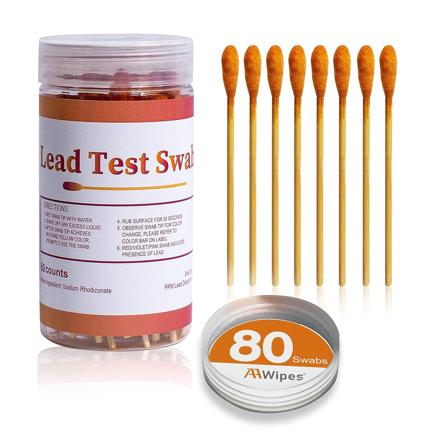 Aawipes Lead Test Kit (30 Rapid Testing Swabs) 30-Second Results. Dip in White Vinegar. Home Use for All Surfaces - Painted, Dishes, Toys, Jewelry, Metal, Ceramics, Wood (LS30) image number 6