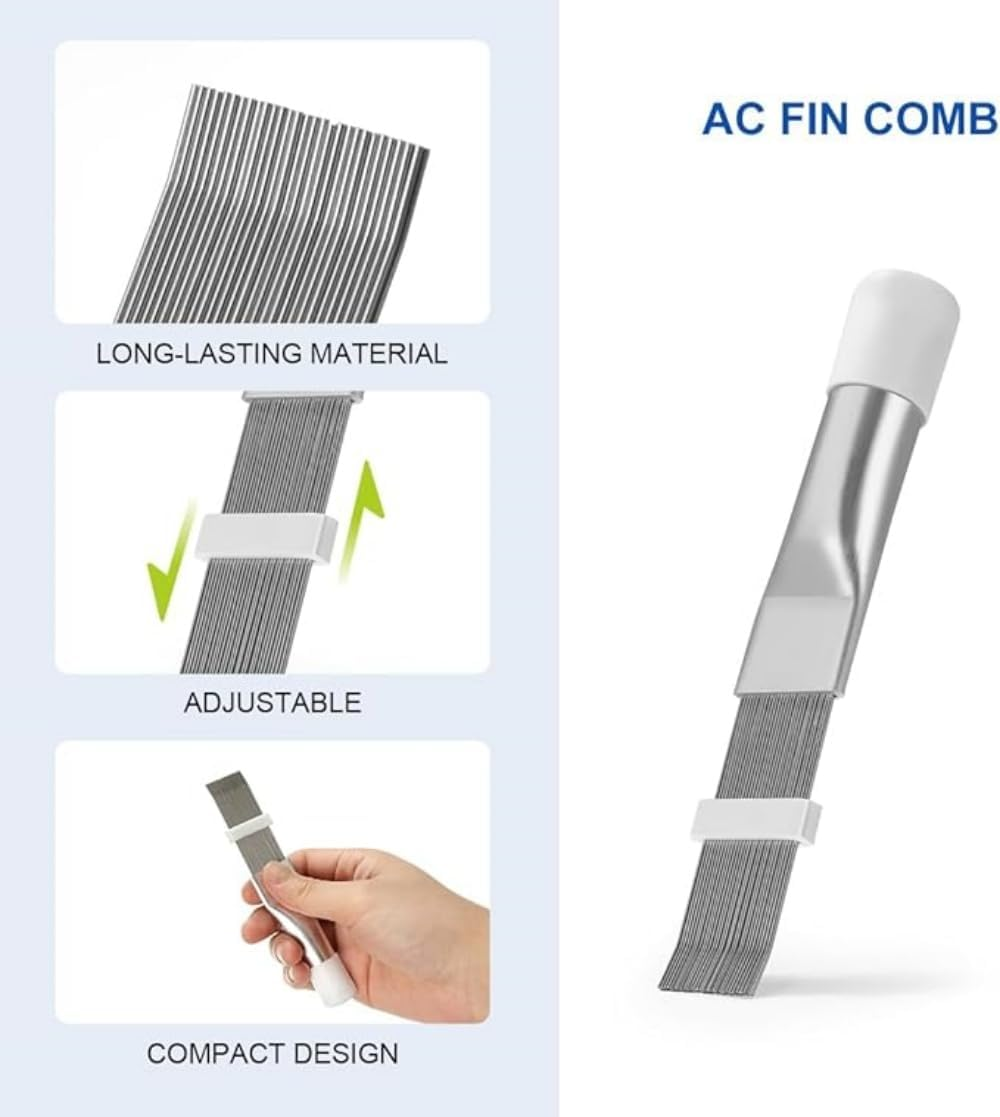 Air Conditioner Evaporator Coil Cleaning Brush AC Condenser Coil Fin Comb Straightener HVAC Cleaner Brush (1 Fin Comb + 1 Dual-Sided Evaporator Coil Cleaner Brush) for Cleaning Air Condition image number 6