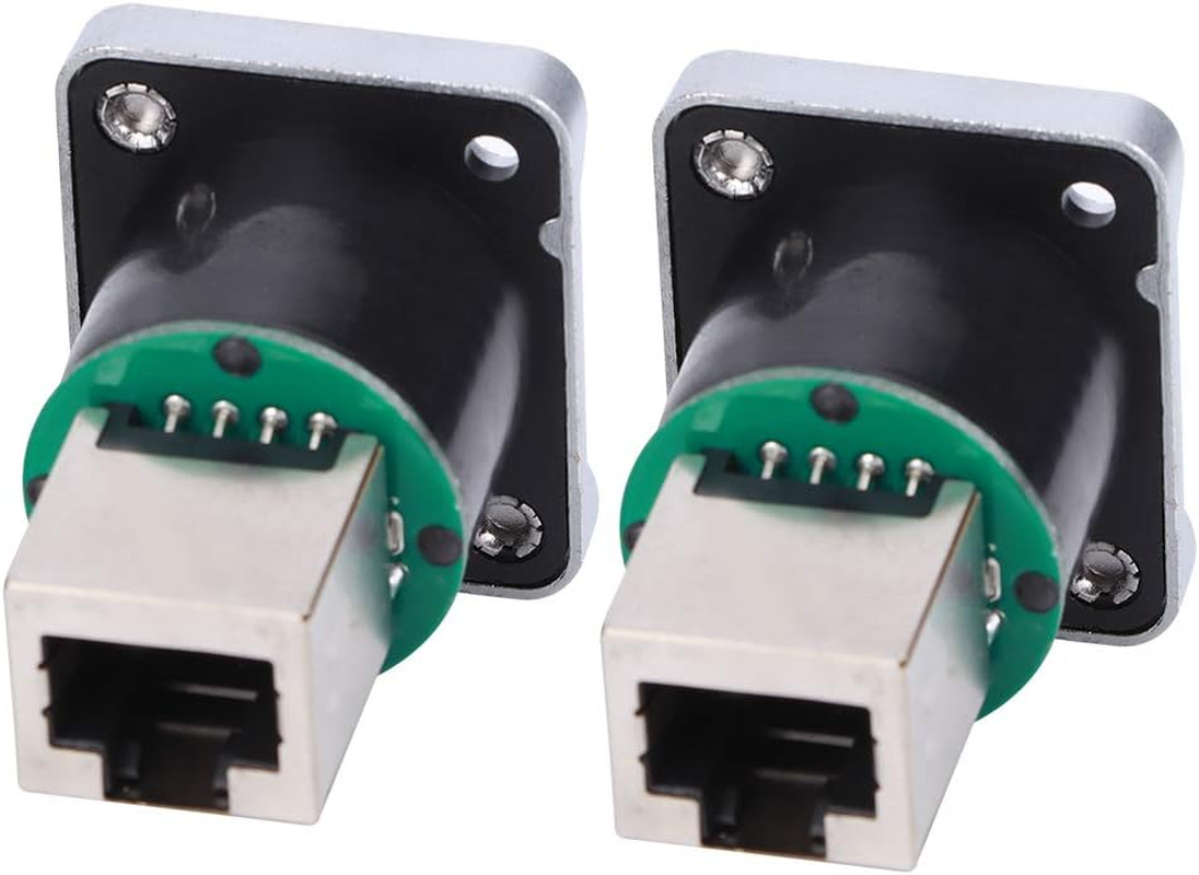 2Pcs RJ45 Metal Ethernet Connector,8 Cores IP67 Waterproof Dual Port Socket,Rj45 Right Angle Connector Fire Retardant Insulator Material YTRJ45 Aviation Plug,Network Cable Wire Connect with Cap image number 5