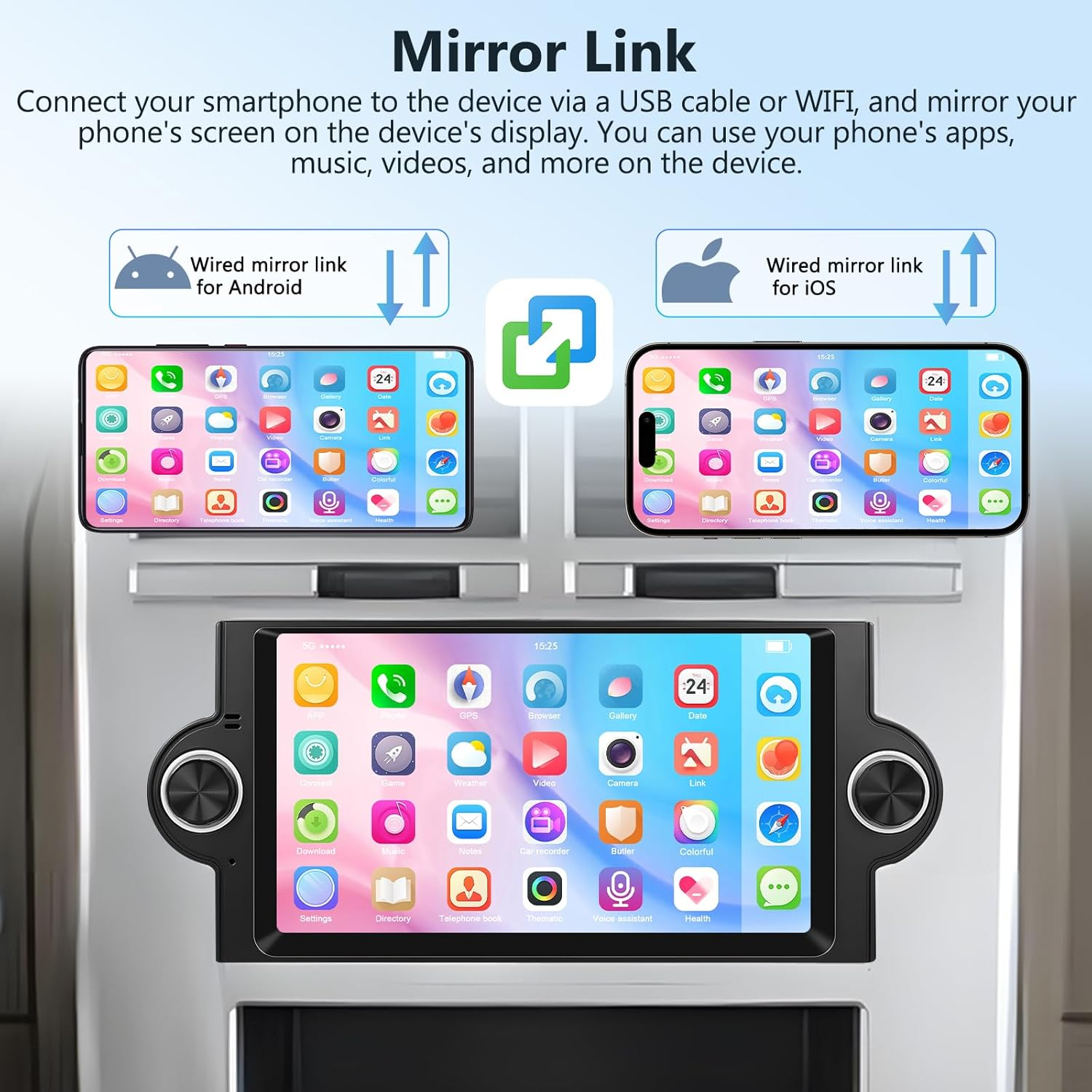 Motorsi 6.2" Car Stereo Radio for Dodge RAM 1500 Jeep Commander Patriot Compass 300C Jeep Grand Cherokee Chrysler 300 Touch Screen Audio with Carplay Android Auto BT RDS/FM Radio Wifi GPS Navigation image number 2