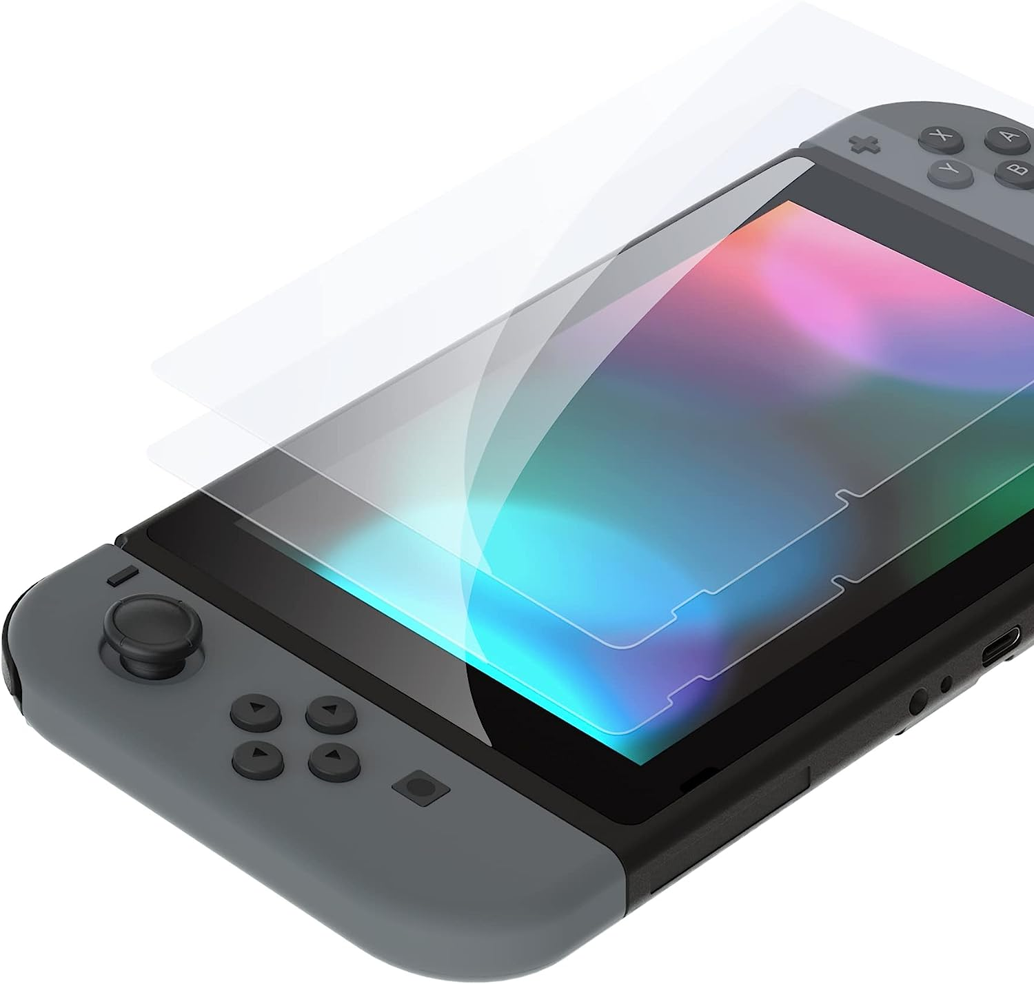 Extremerate 2 Pack Transparent Clear Border Transparent HD Clear Saver Protector Film, Tempered Glass Screen Protector for Nintendo Switch [Anti-Scratch, Anti-Fingerprint, Shatterproof, Bubble-Free] - Antique Yellow image number 4