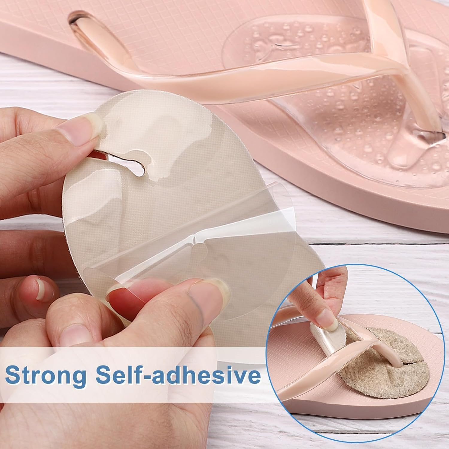 Gel Metatarsal Pad for Flip-Flops and Thong Sandals, 2Pair Anti-Slip Pad, Self-Adhesive Forefoot Pads, Silicone Toe Protector, Anti-Slip Cushion, New Clear - Clear image number 7