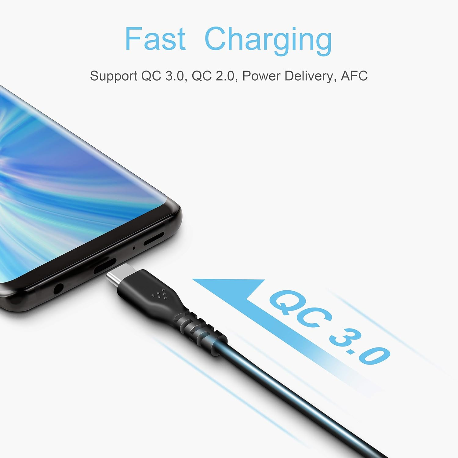 Fasgear 3 Pack USB C to USB C 2.0 Cable, 60W PD, 30Cm, 1M, 1.8M, Black, Compatible with Macbook, Chromebook, Galaxy S20 Ultra/S10, Huawei P40, Xiaomi 10 image number 6