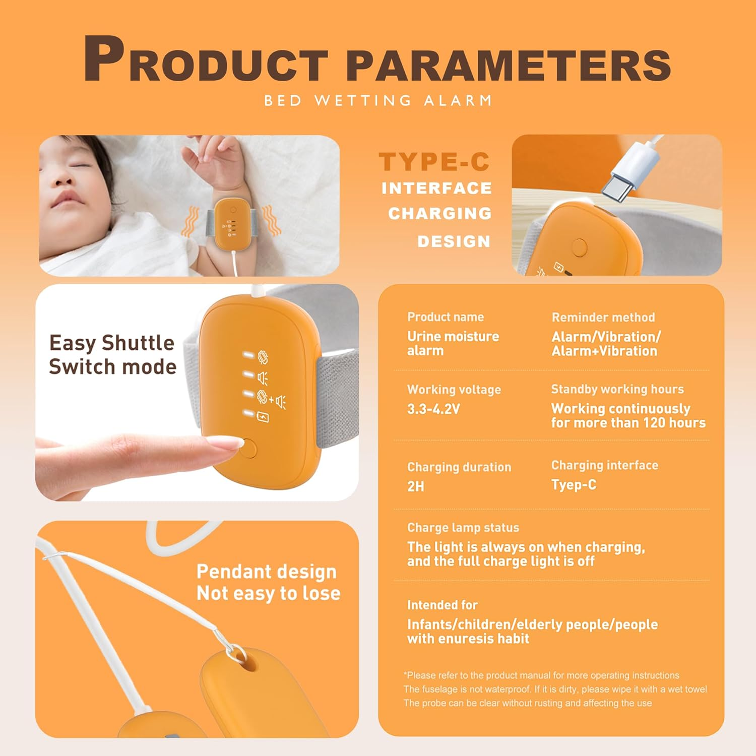 Wireless Enuresis Alarm, Bed Wetting Reminder for Kids and Elderly, Potty Training Aid with Vibration and Sound Alerts, Proven Solution for Bedwetters image number 1