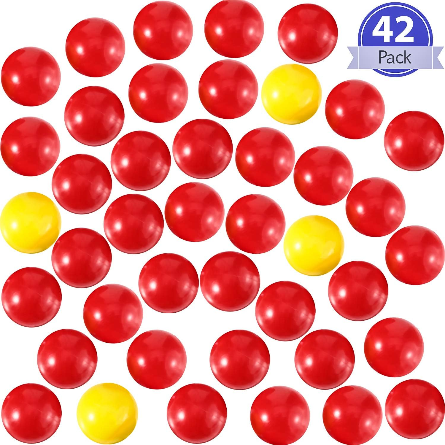 Gejoy 42 Pieces Game Replacement Marbles 2 Sets Game Replacement Balls Compatible with Hungry Hungry Hippos, 38 Red Balls and 4 Yellow Balls