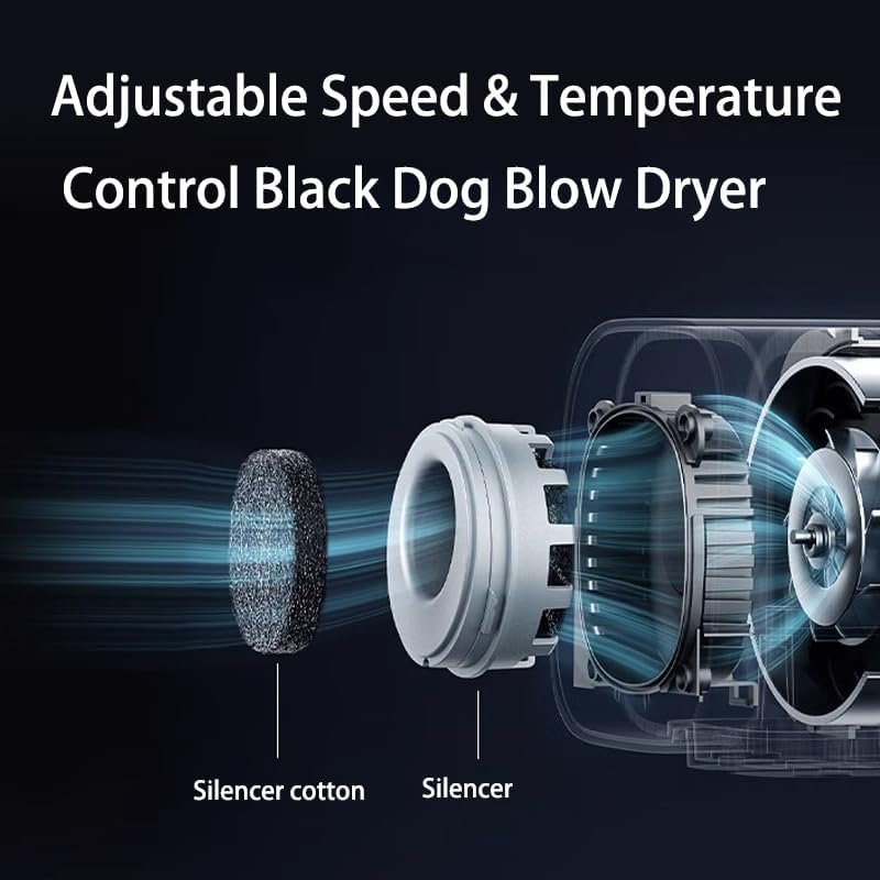 Dog Dryer,High 3200W/4.3HP Velocity Dog Hair Dryer with 5 Nozzles, Adjustable Speed, Constant Temperature Low Noise Professional Grooming Dryer,Black image number 4