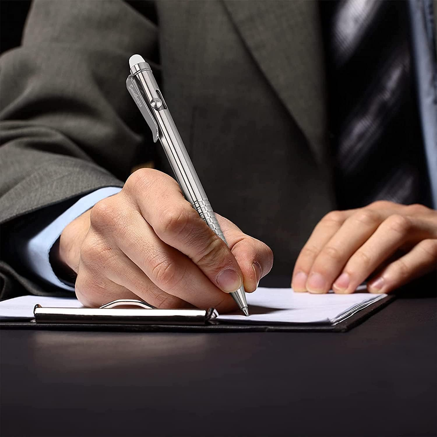 SMOOTHERPRO Erasable Ballpoint Pen Stainless Steel Pen Compatible with Pilot Frixion Refill for Office School Business EDC Color Natural (SSF010) image number 2