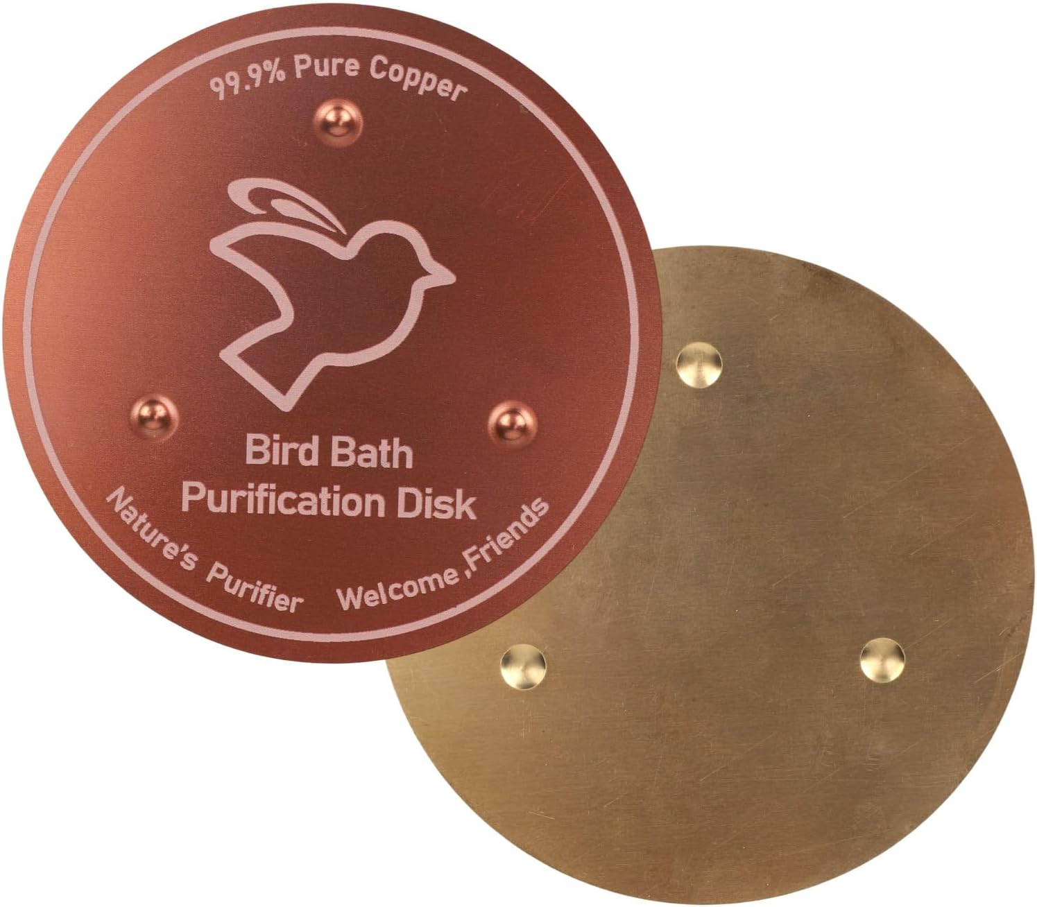 BOXOB Pure Copper Bird Bath Purification Disk, 4In Bird Bath Cleaner with Triple Point Support All Season Safe Water Purifier Universal Fit for Outdoor Birdbaths & Bowls image number 6