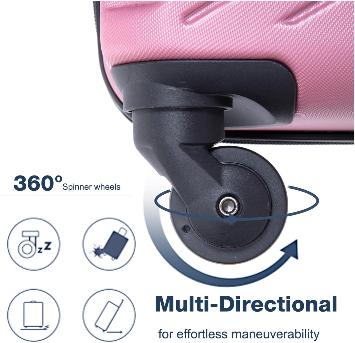 XIQUMOPAX Piece Lightweight Hard - Shell Luggage Set with Lock, Spinner Wheels & Two Hooks, One Color, Pink image number 5