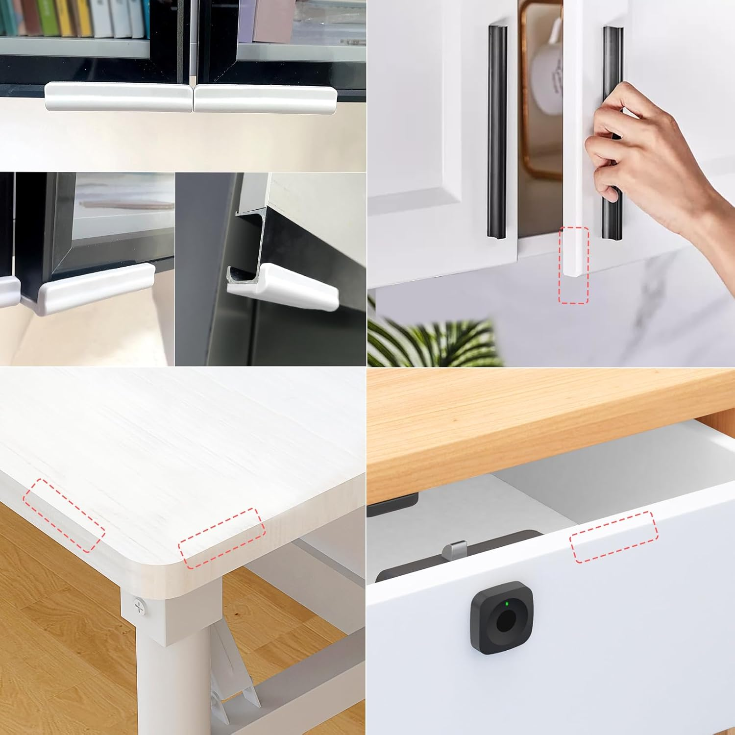 Edge Protector Block,Self-Adhesive Cabinet Door Corner,Thickened Rubber Edge Guard Safety Bumpers for Furniture,Night Stand,Wall（White 6PCS