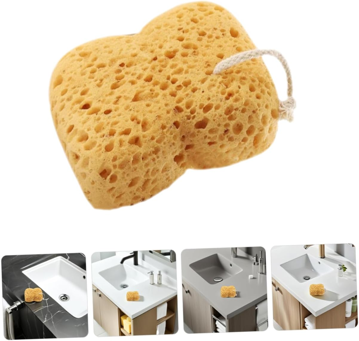 Natural Sea Sponges Shower Scrubber 2 Pack Soft Exfoliating Bath Sponge for Gentle Skin Care and Home Use Light Brown