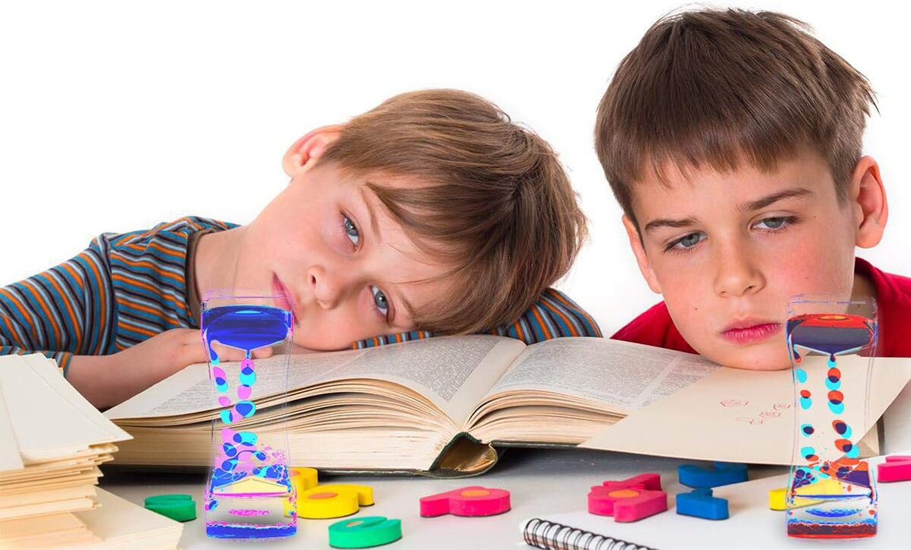 FKYTION Liquid Motion Bubbler Timer Pack of 5 Colorful Hourglass Liquid Bubbler ADHD Fidget Toy Sensory Toy Anxiety Toys Autism Toys Children Activity Calm Relaxing for Kids Teenager Adults image number 6