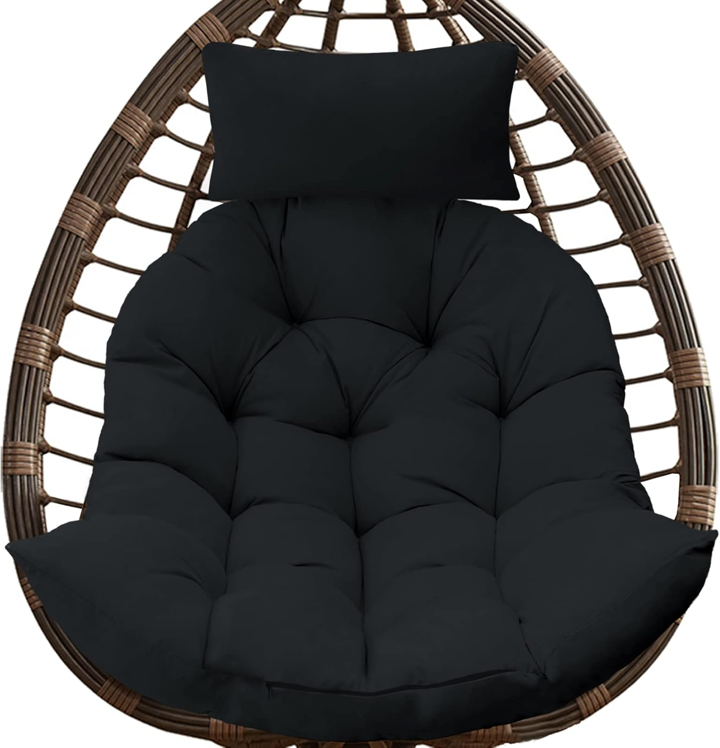 Bextile Hanging Basket Seat Cushion, Thicken Egg Chair Washable Cushion with Headrest (A)