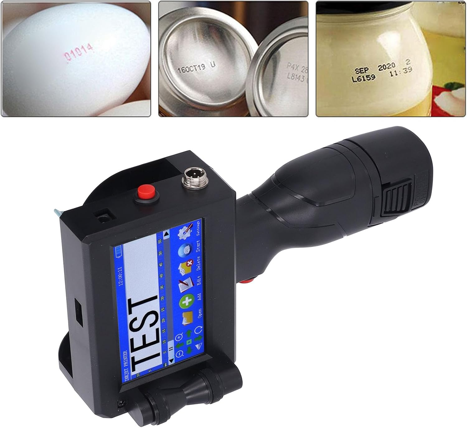 Handheld Inkjet Printer with Cartridge, 2-12.7Mm Height Adjustable Wireless Bluetooth Handheld Inkjet Coding Machine with 4.3 Inch Touch Screen for Barcodes/Code/Date Label.. image number 2