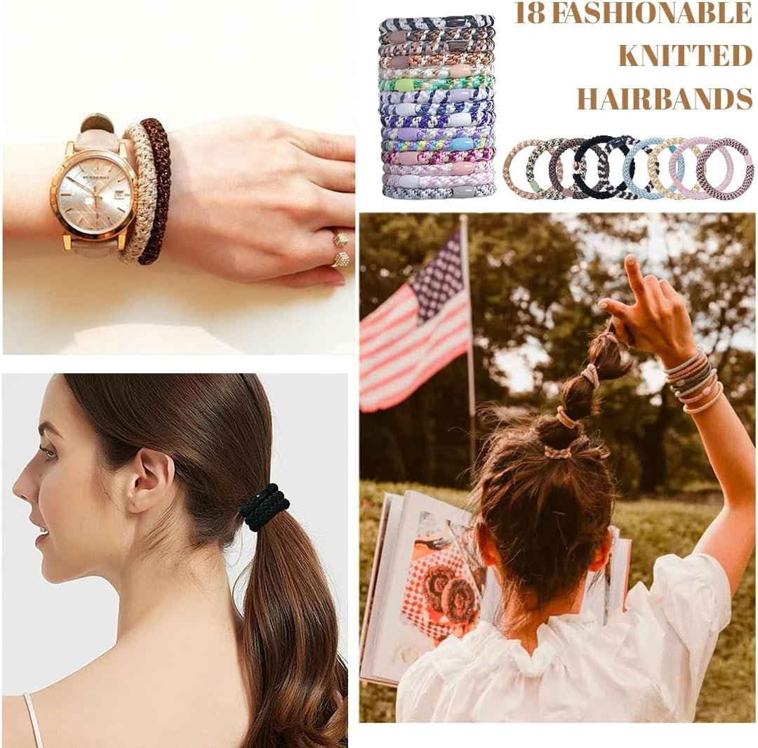 JYNXOR Women'S Hair Bobbles, Pack of 24 Hair Bobbles, Elastic Braid Elastics, Hair Bands, Women'S Multicoloured Elastic Bands, Fashion Braided Hair Ties, for Thick Hair and Curly Hair image number 1