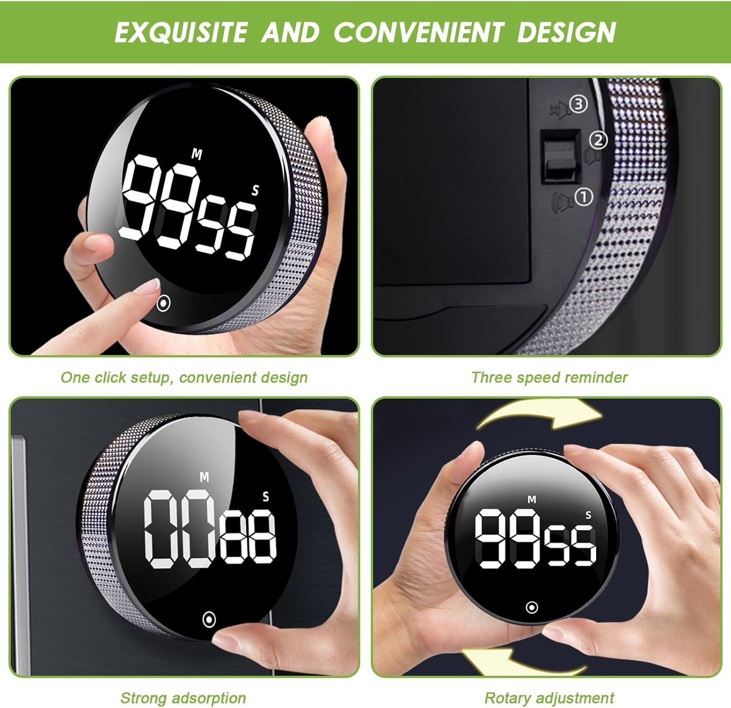 Digital Kitchen Timer Australia with Large LED Display - Magnetic Countdown Timer for Cooking, Baking, Yoga, Gym & Home Use - Easy-To-Use Pomodoro Timer for Kids, Seniors and Productivity Boost image number 4