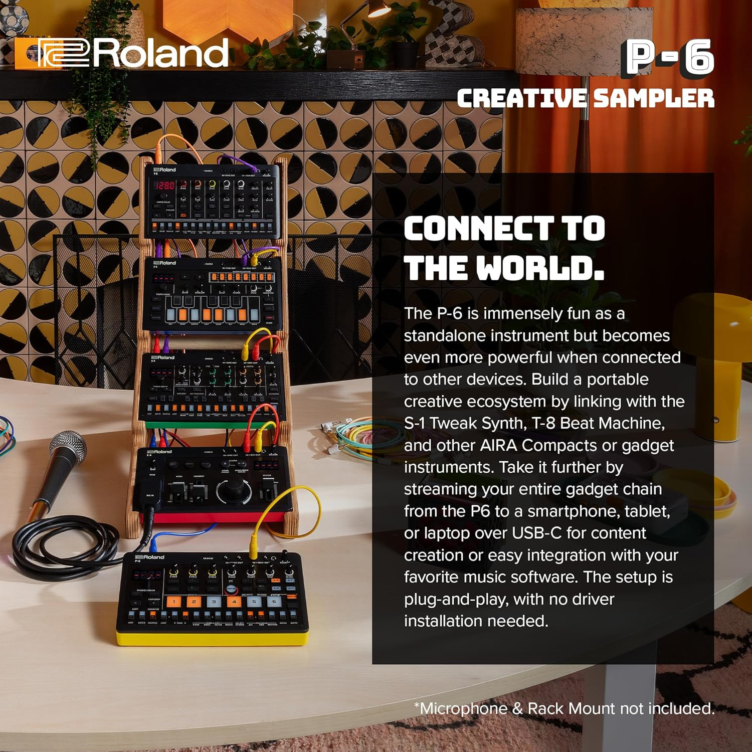 Roland AIRA Compact P-6 Creative Sampler | Granular Sound Design | Powerful Sequencer | Onboard Keyboard | Custom Loops | Built-In Mic | Hands-On Effects image number 3