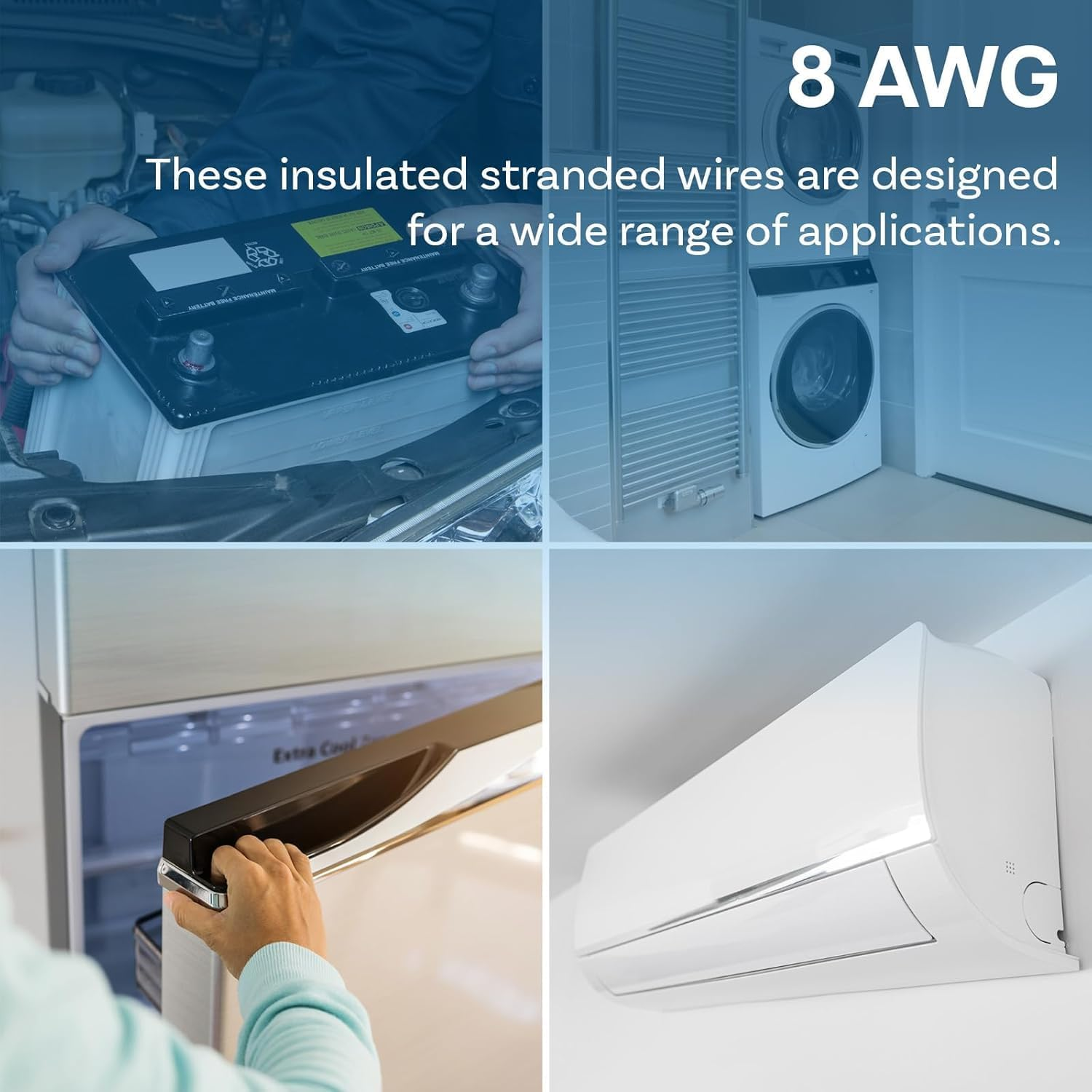 Ozchillon Flexible Silicone Wire Spool 4&ndash;28 AWG Tinned Copper 600V &ndash; 3M to 60M Heat Resistant Cable for Automotive Battery Solar Inverter Marine Caravan RV Electrical (6M, 8AWG) image number 5