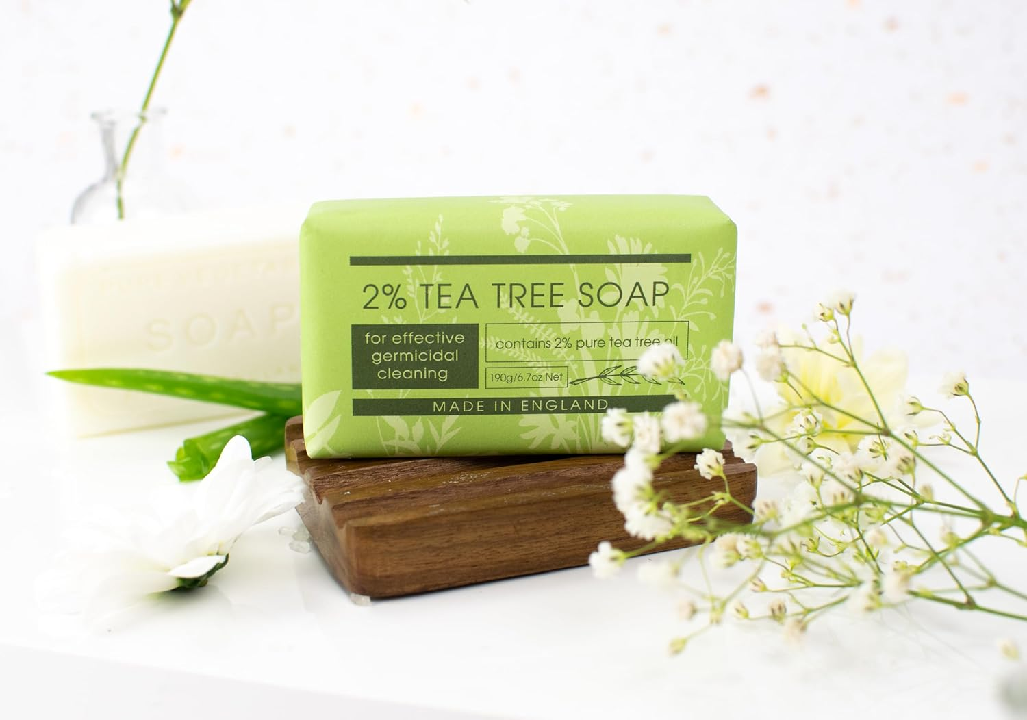 The English Soap Company Take Care Wrapped Soap Bar, 2% Tea Tree Soap Bar, Moisturising and Soothing Soap Bar Soap Bar for Hands and Body, Tea Tree Scent 190G image number 6