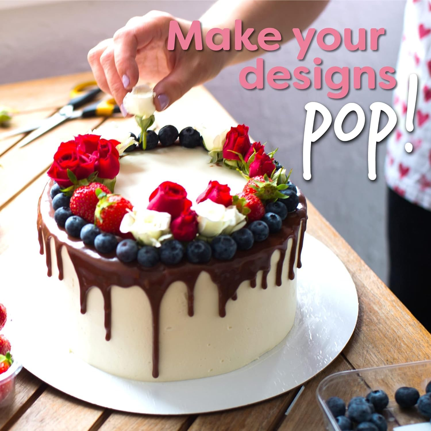 LEIAOLY Cake Boards, White Cake Boards 10 Inch Round, Food-Graded Cardboard Cake Rounds Cake Base, Waterproof and Oil-Proof Cake Boards for Cake DIY, Dessert and Crafts Display(Silver 8 Pcs) image number 4