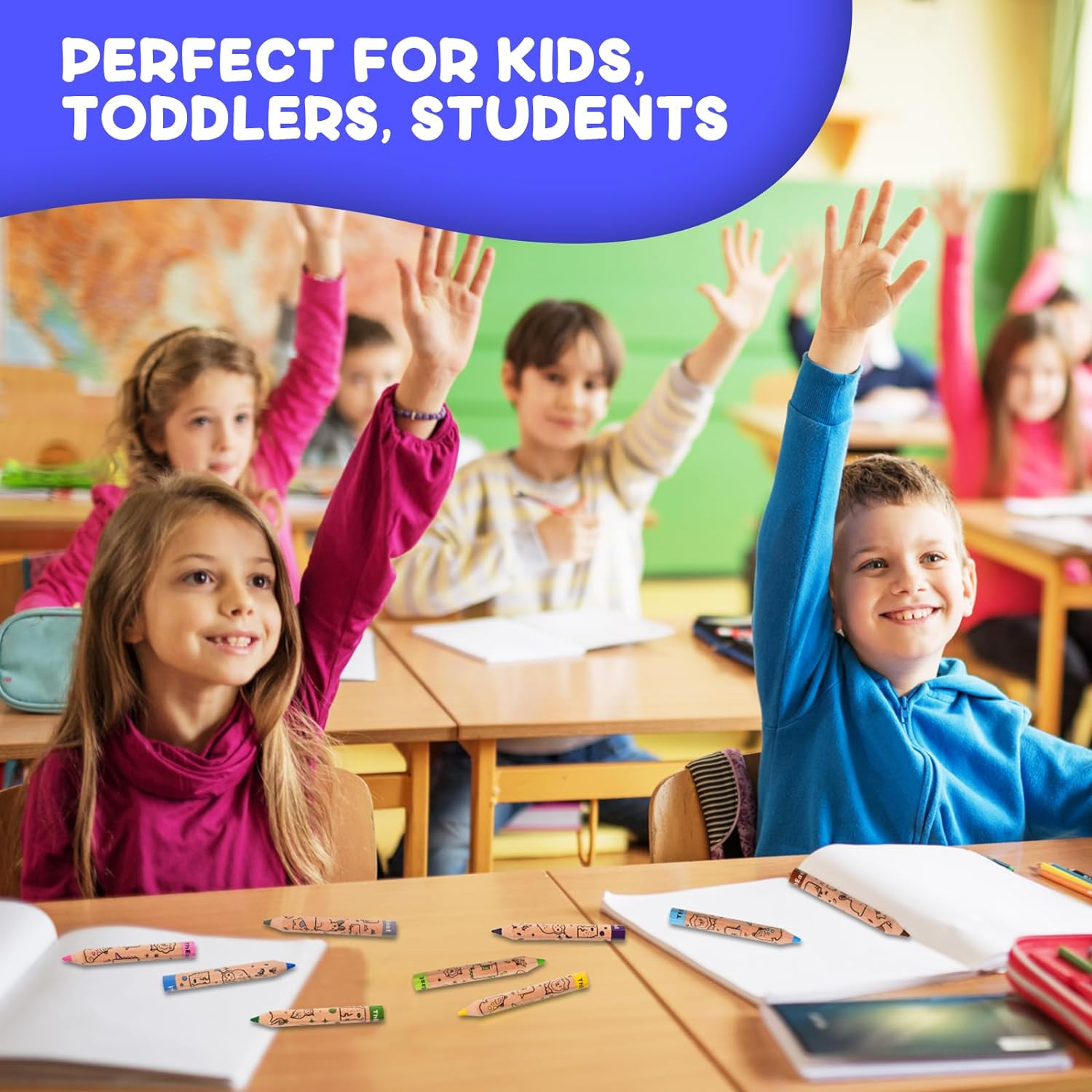 Theast 24 Short Colored Pencils, Cute Animal Pencils for Kids Ages 3-12, Preschool Pencil with Sharpener, Toddler Coloring Pencils Set, Pre-Sharpened(2 Sets of 12) image number 2