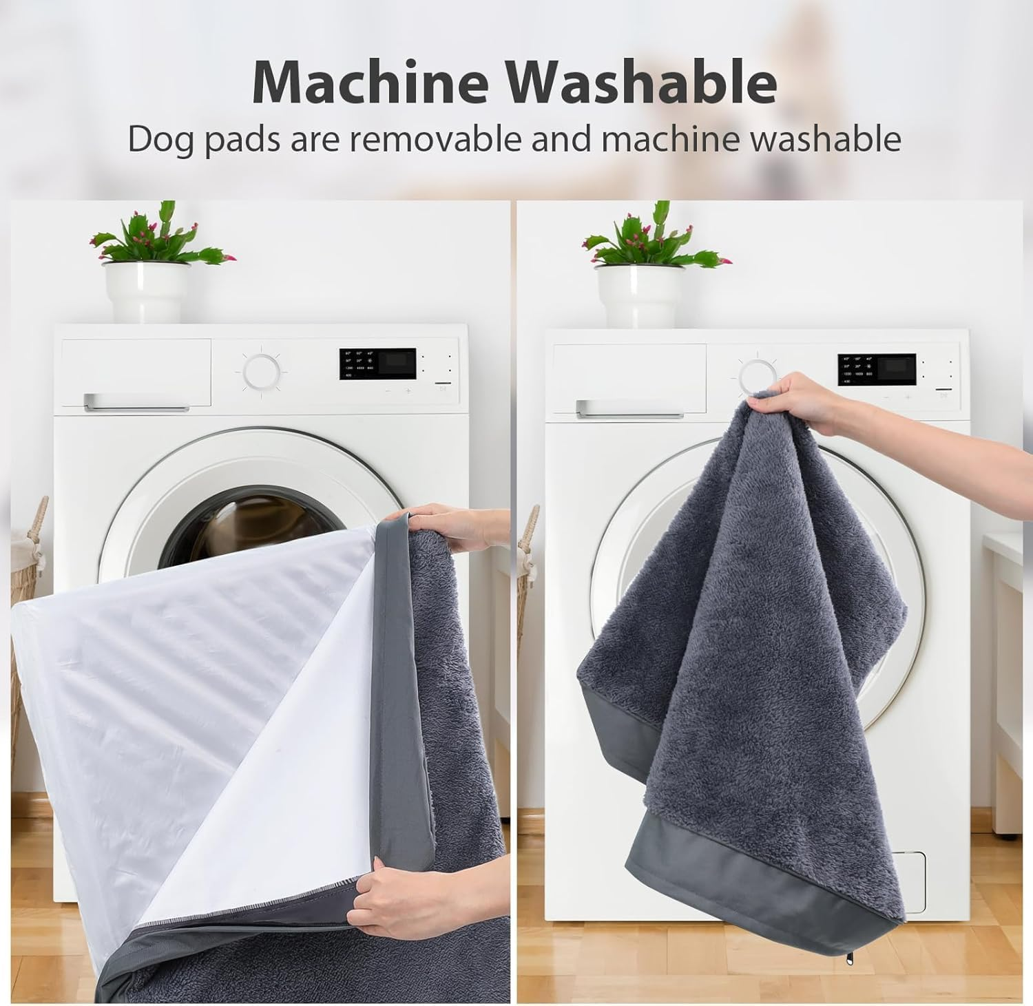 Waterproof Dog Bed Large Size Dog Orthopedic Dog Beds for Crate with Removable Washable Cover Egg-Crate Foam Pet Pad Mat with Anti-Slip Bottom (Grey, 104X68X8Cm)